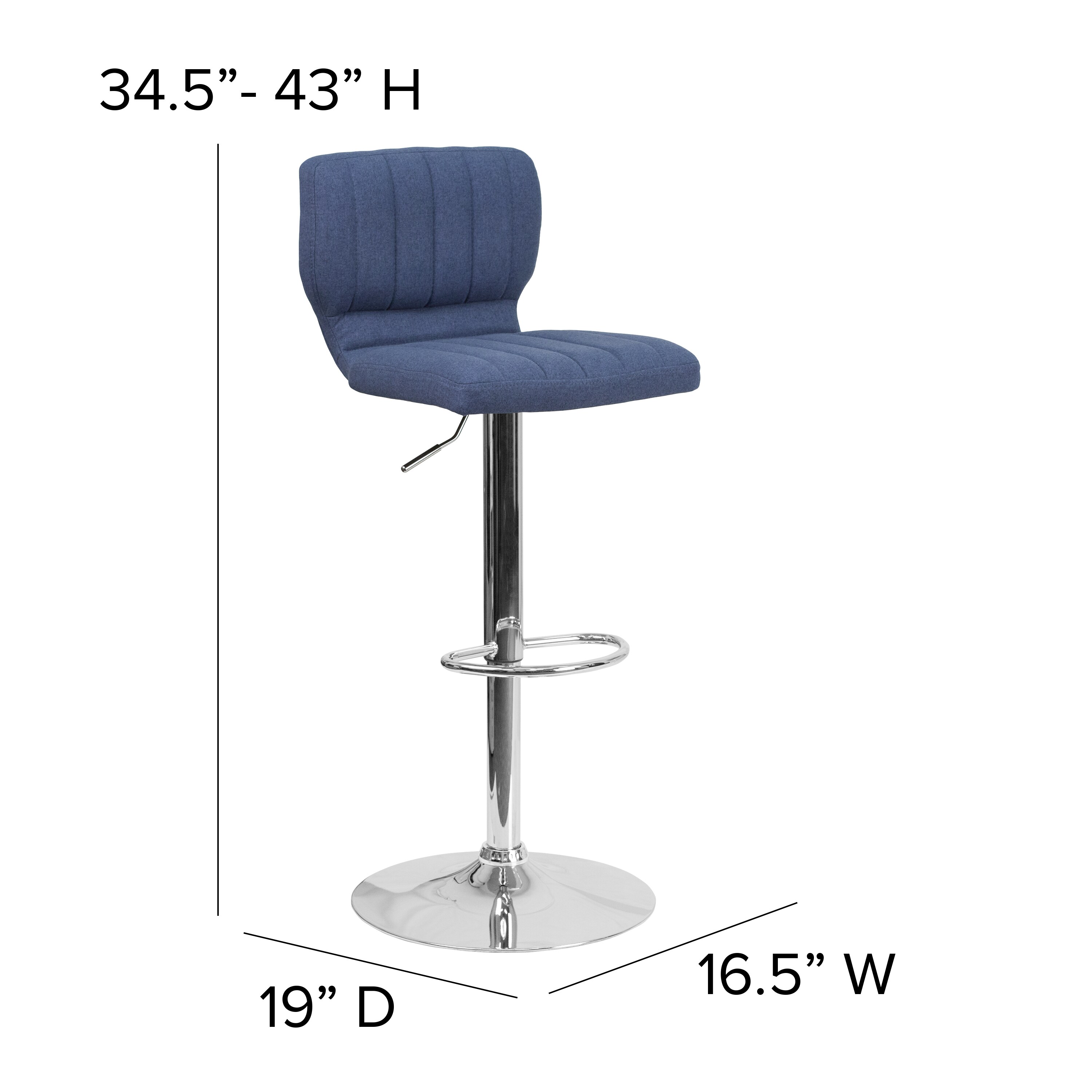 Flash Furniture Blue Fabric 33.5-in H Adjustable height Upholstered ...