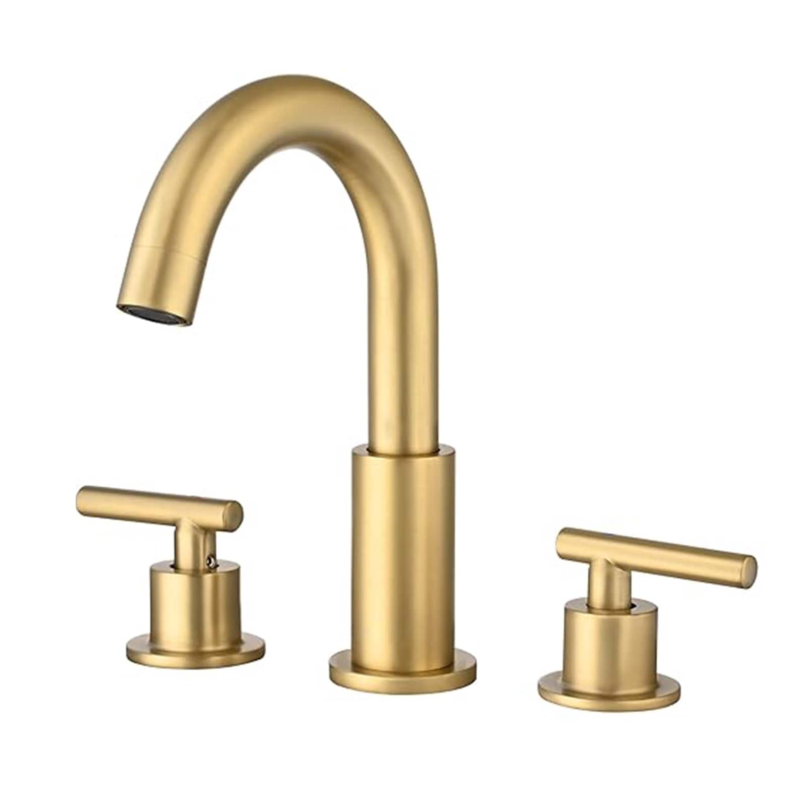 BYH HM-8LT-GOLD Brushed Gold Widespread 2-handle WaterSense Swivel Commercial/Residential Handle Bathroom Sink Faucet with Drain