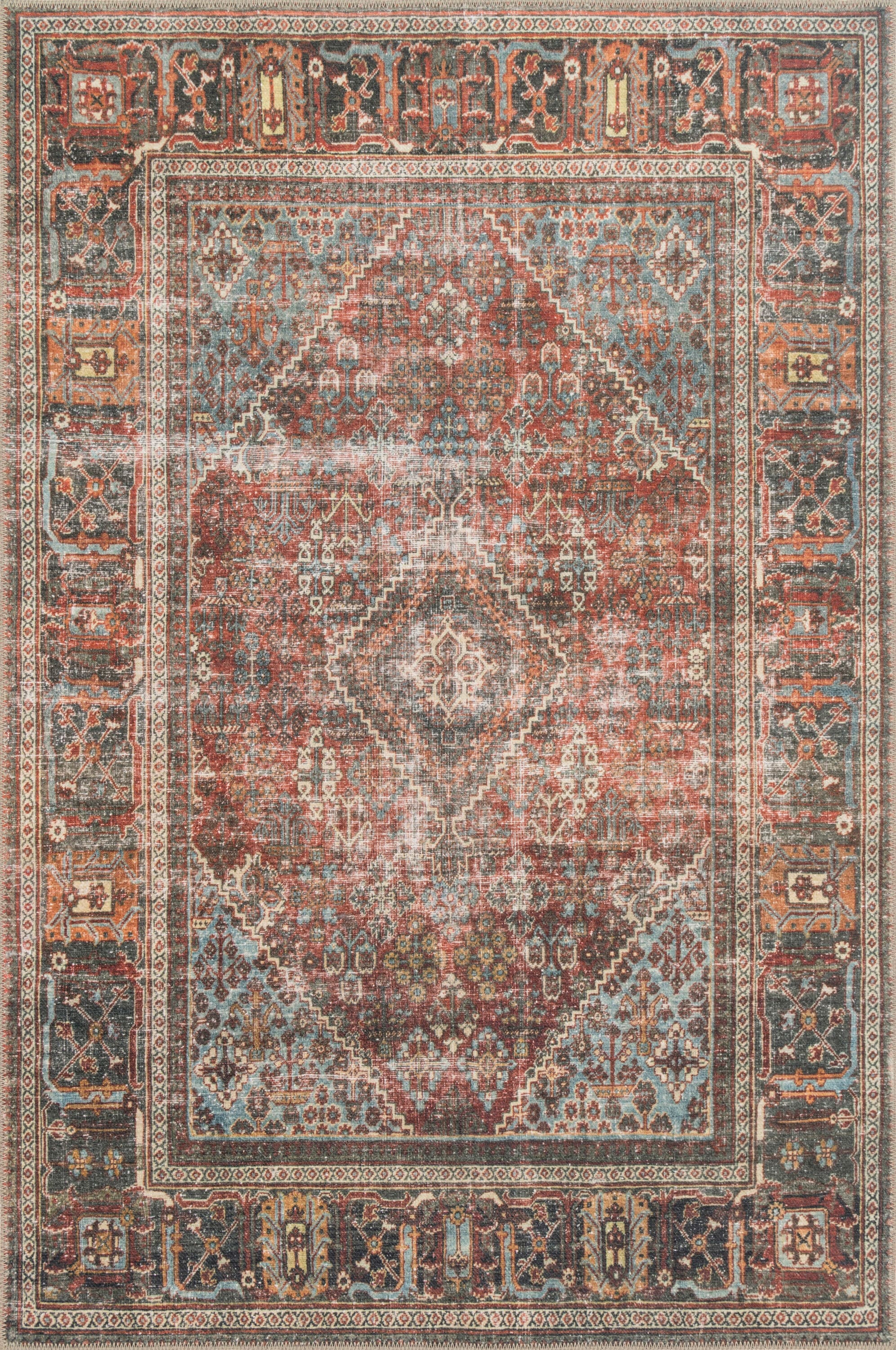 Loren Red and Midnight Bohemian Wool Runner Rug