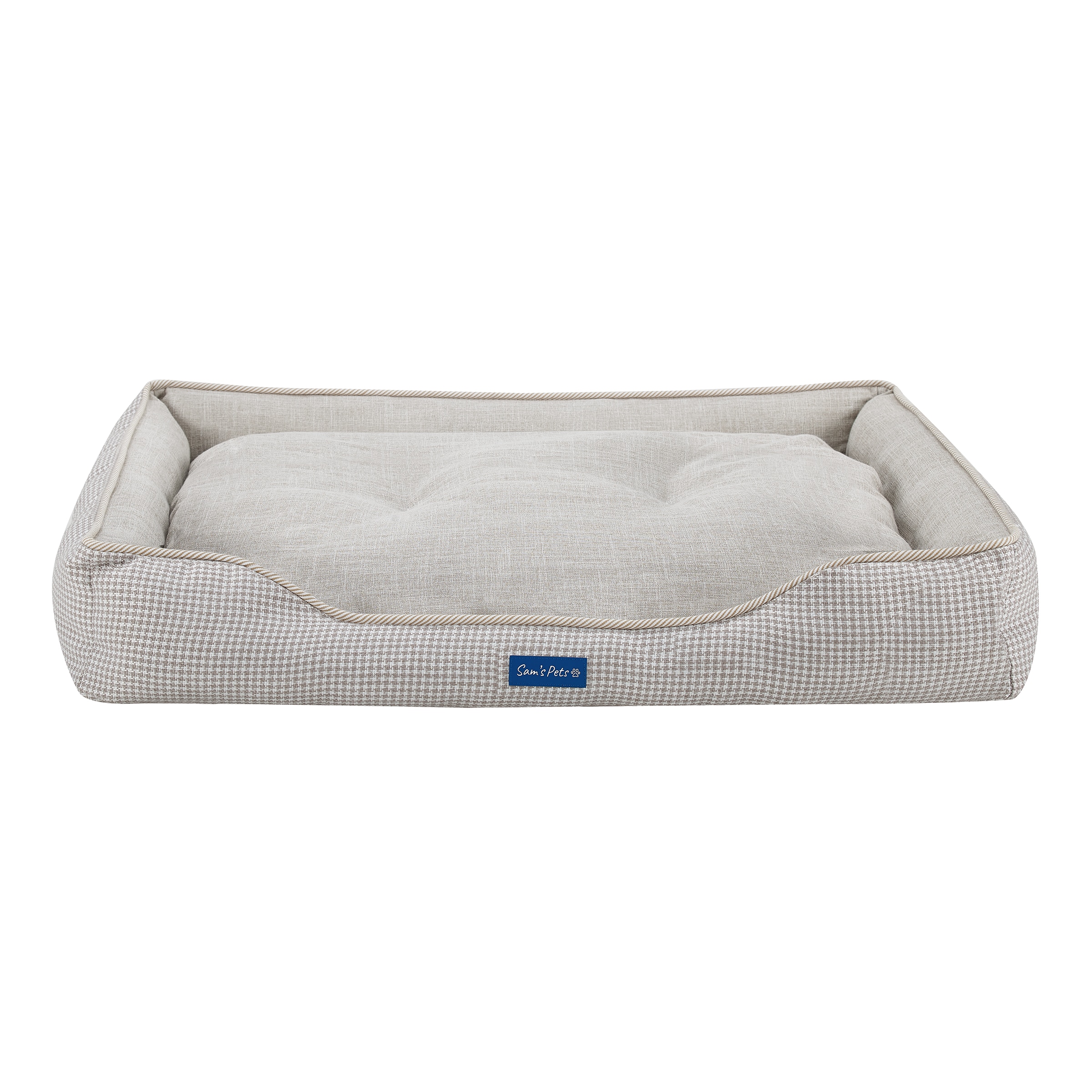 Sam's Pets SP-DB1208BR Square Brown Plaid Polyester Bolster ( Large )