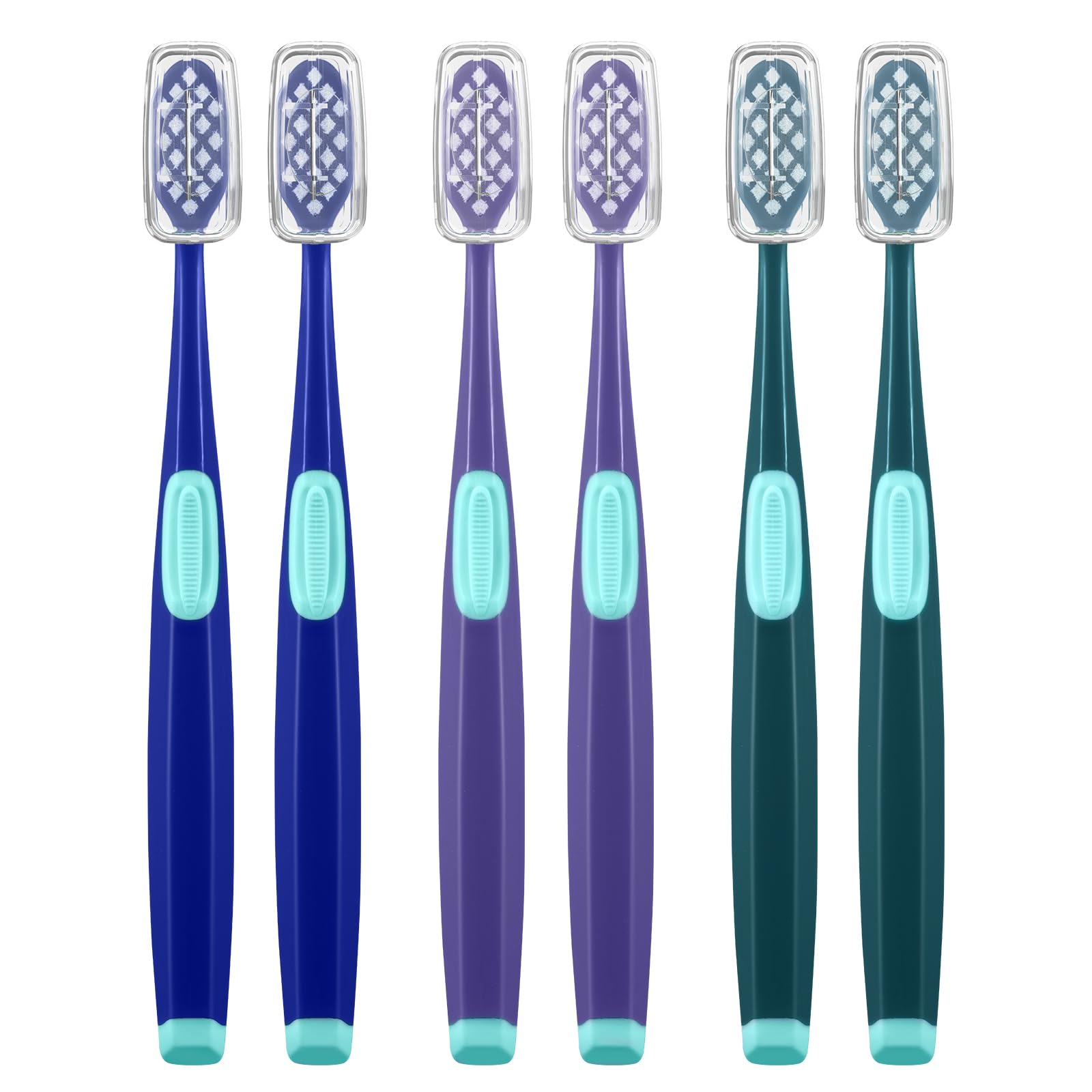 Phewnyzo  Extra Soft Toothbrushes for Adults Wide Head 10000 Micro Nano Bristles for Sensitive Teeth Gum Recession Elderly with Covers 6 pack