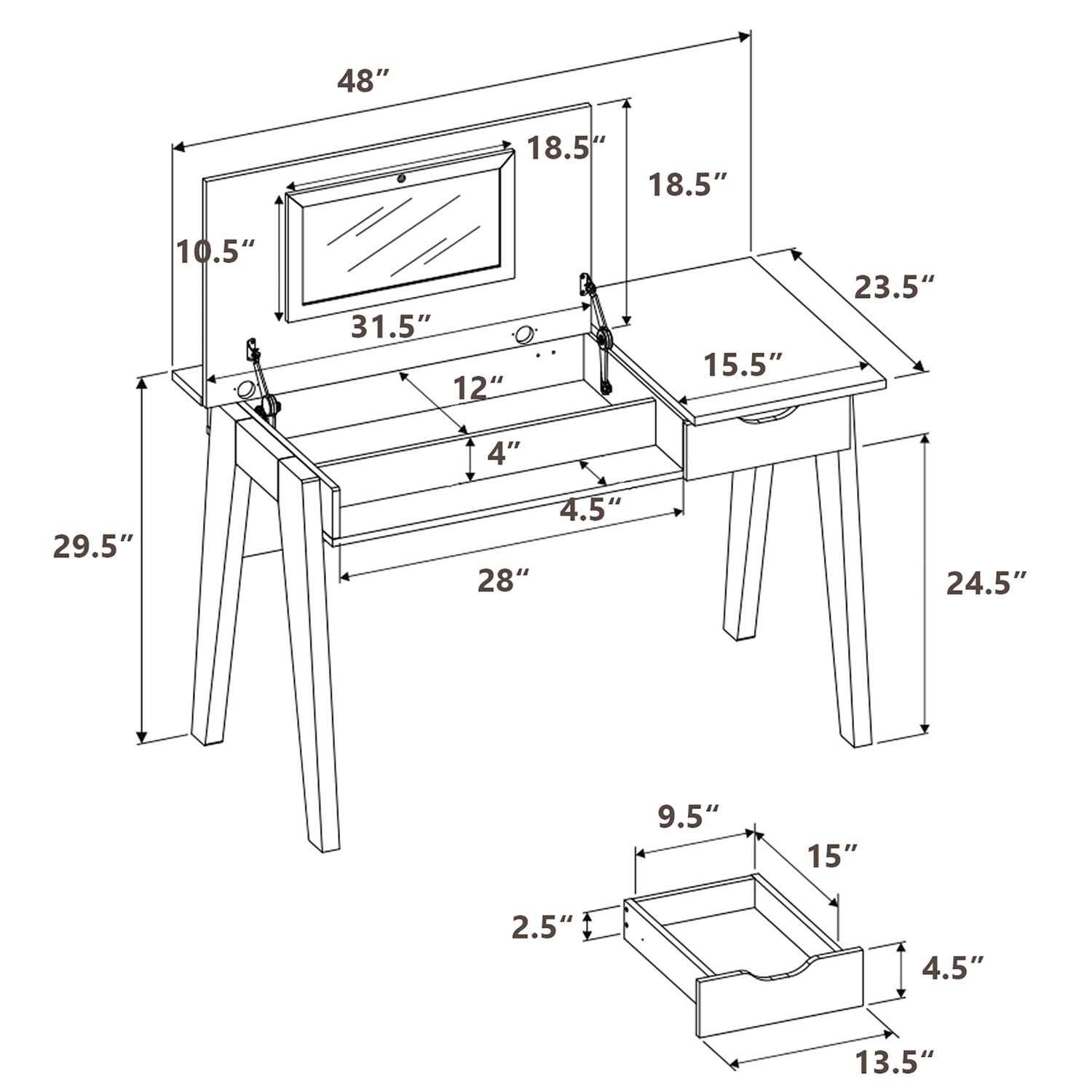 Costway CSHY003090 Bedroom-Vanities - View #4