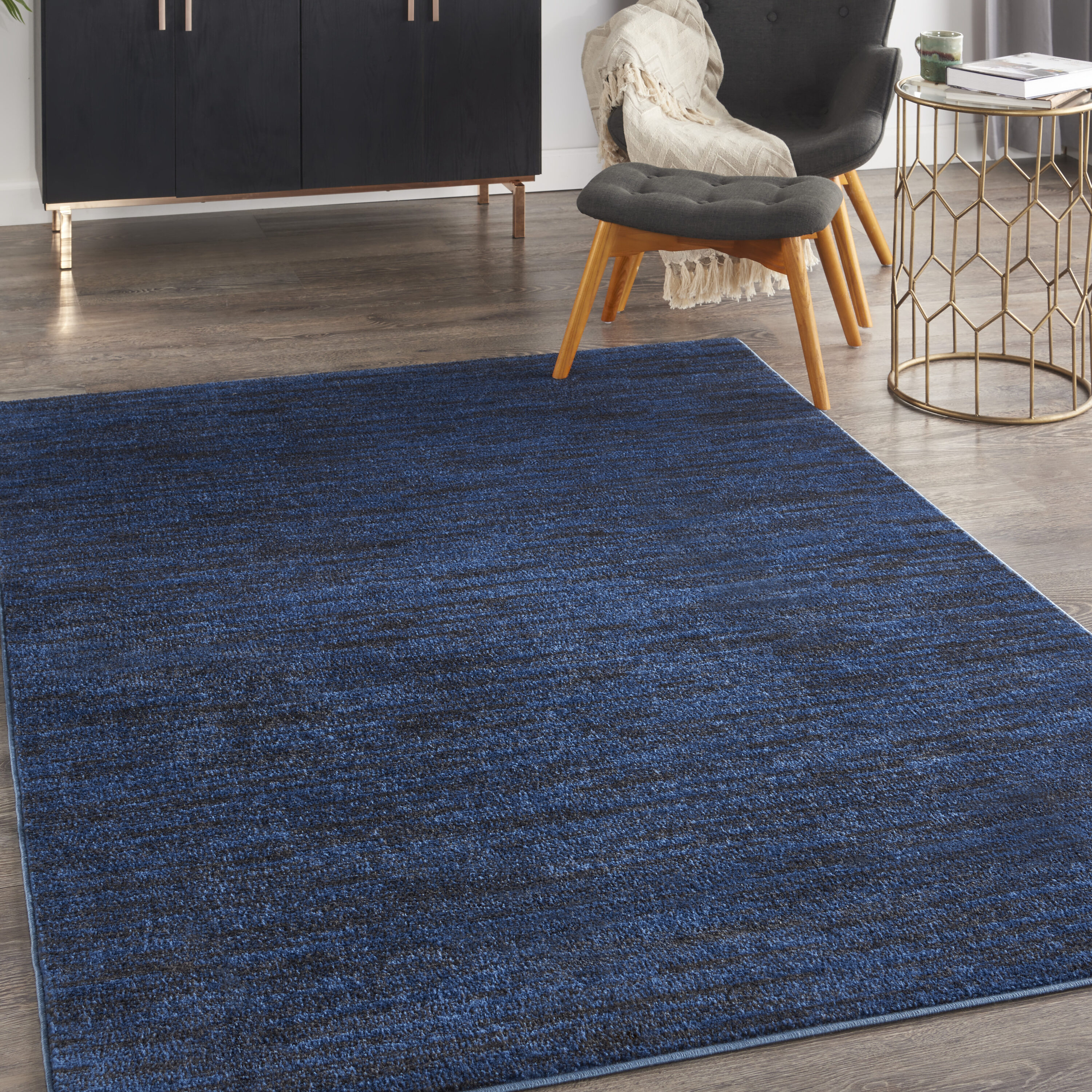 Nourison 099446824172 Essentials 4 x 6 (ft) Loomed Polypropylene Midnight Blue Rectangular Indoor/Outdoor Solid Area rug