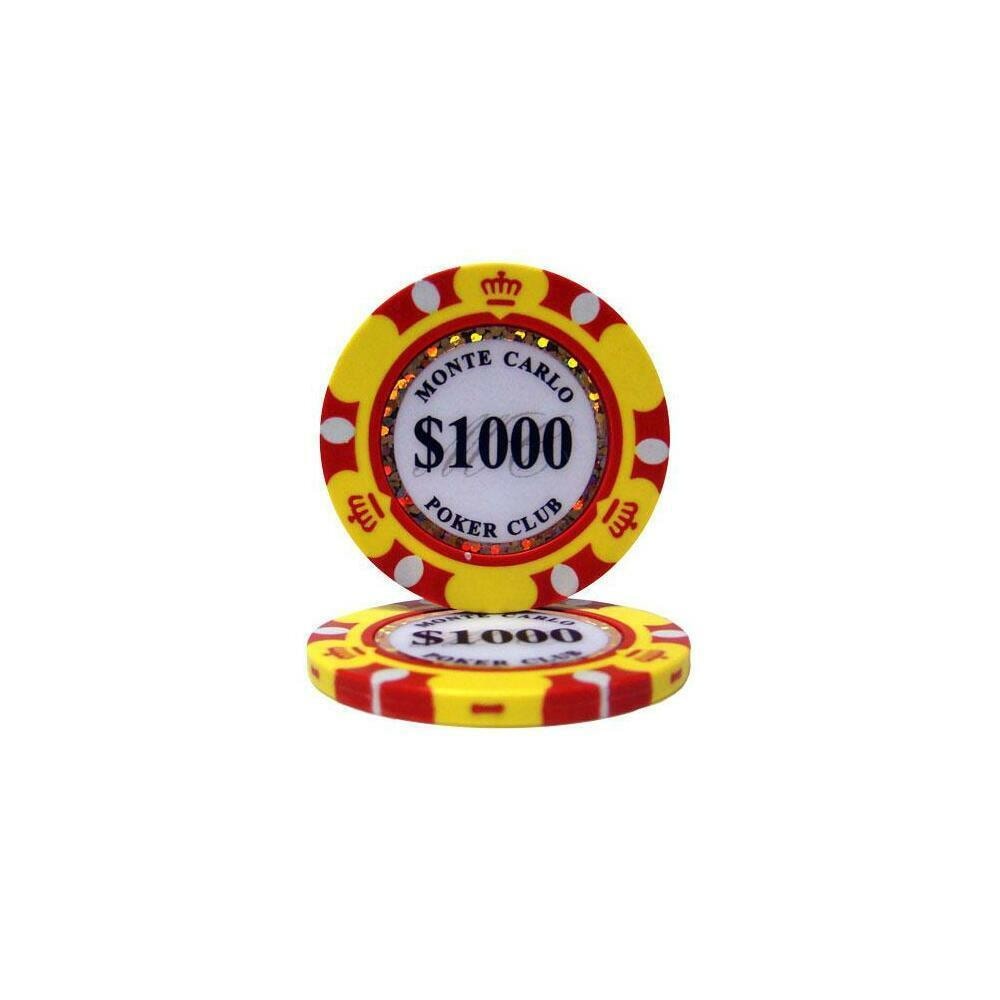 1000 poker chips Monte Carlo 14 gram choice of 11 denominations 