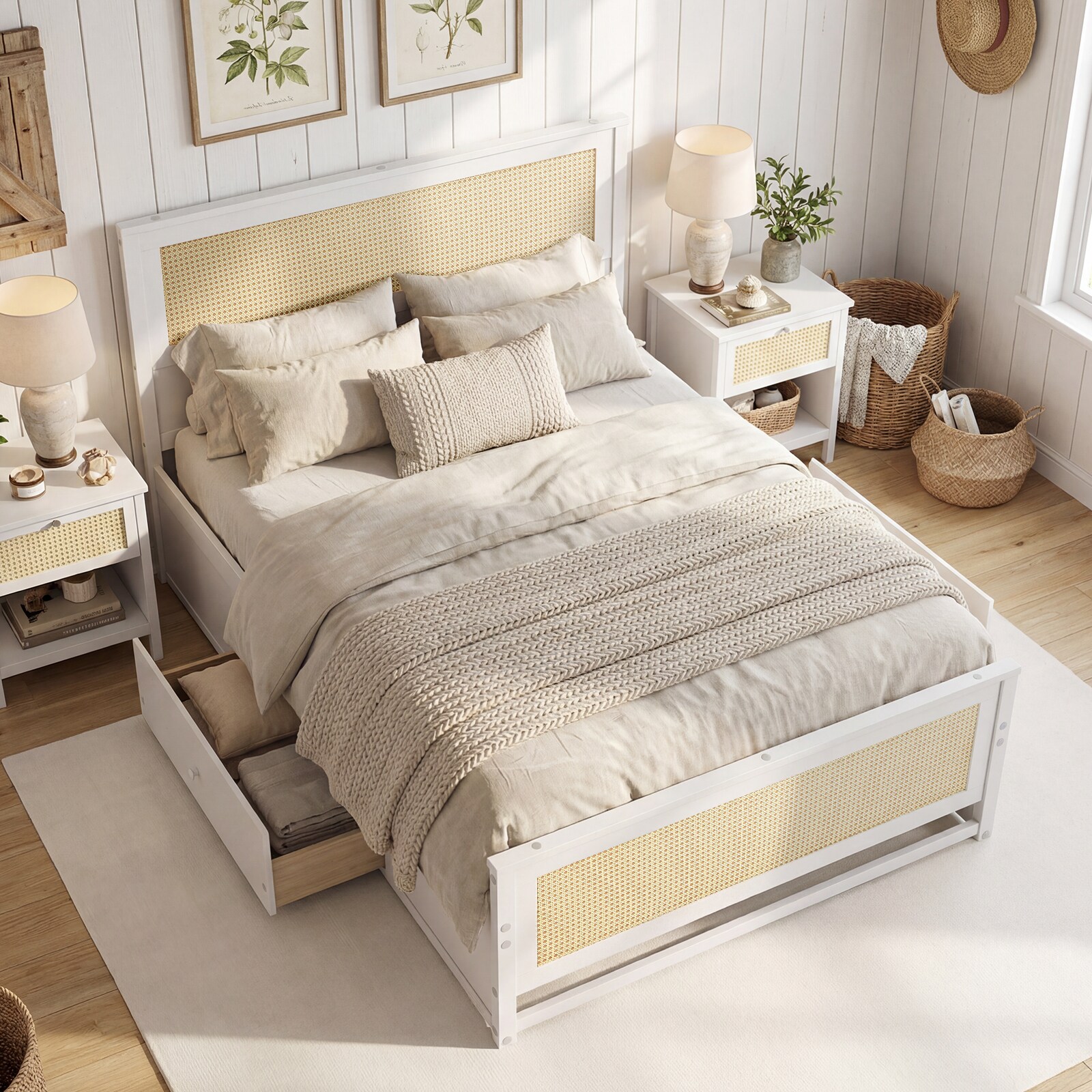 Slickblue Modern Farmhouse Engineered Wood Platform Twin or Full Bed ...