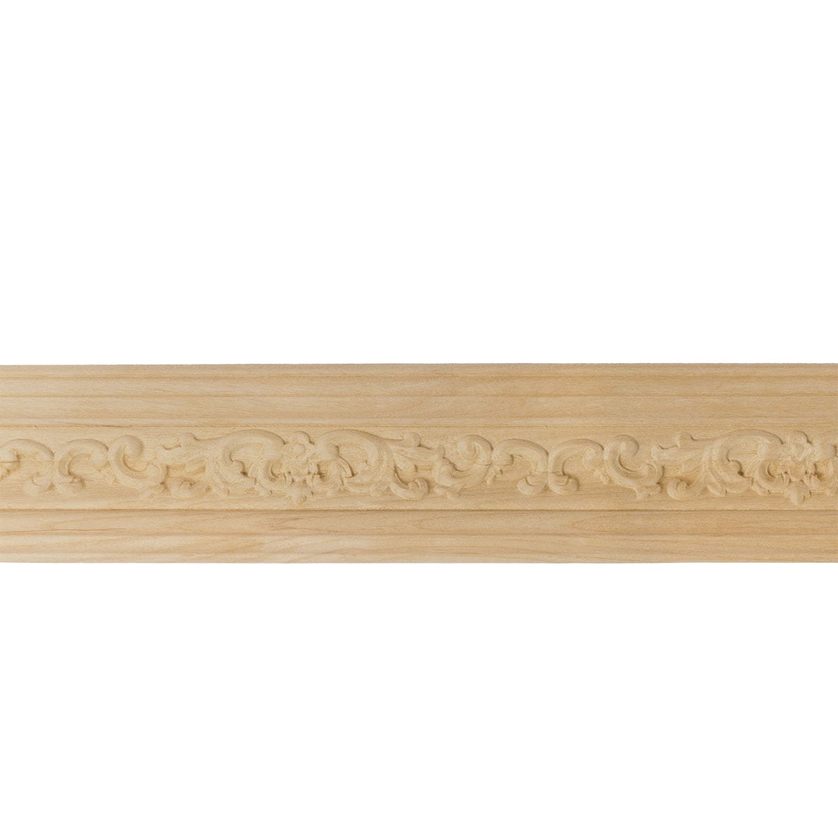 Ekena Millwork 686321 Medway Carved Wood 2-1/4-in x 7-ft 10-1/2-in Alder Unfinished Wood 686321 Crown Moulding 2 -Pack