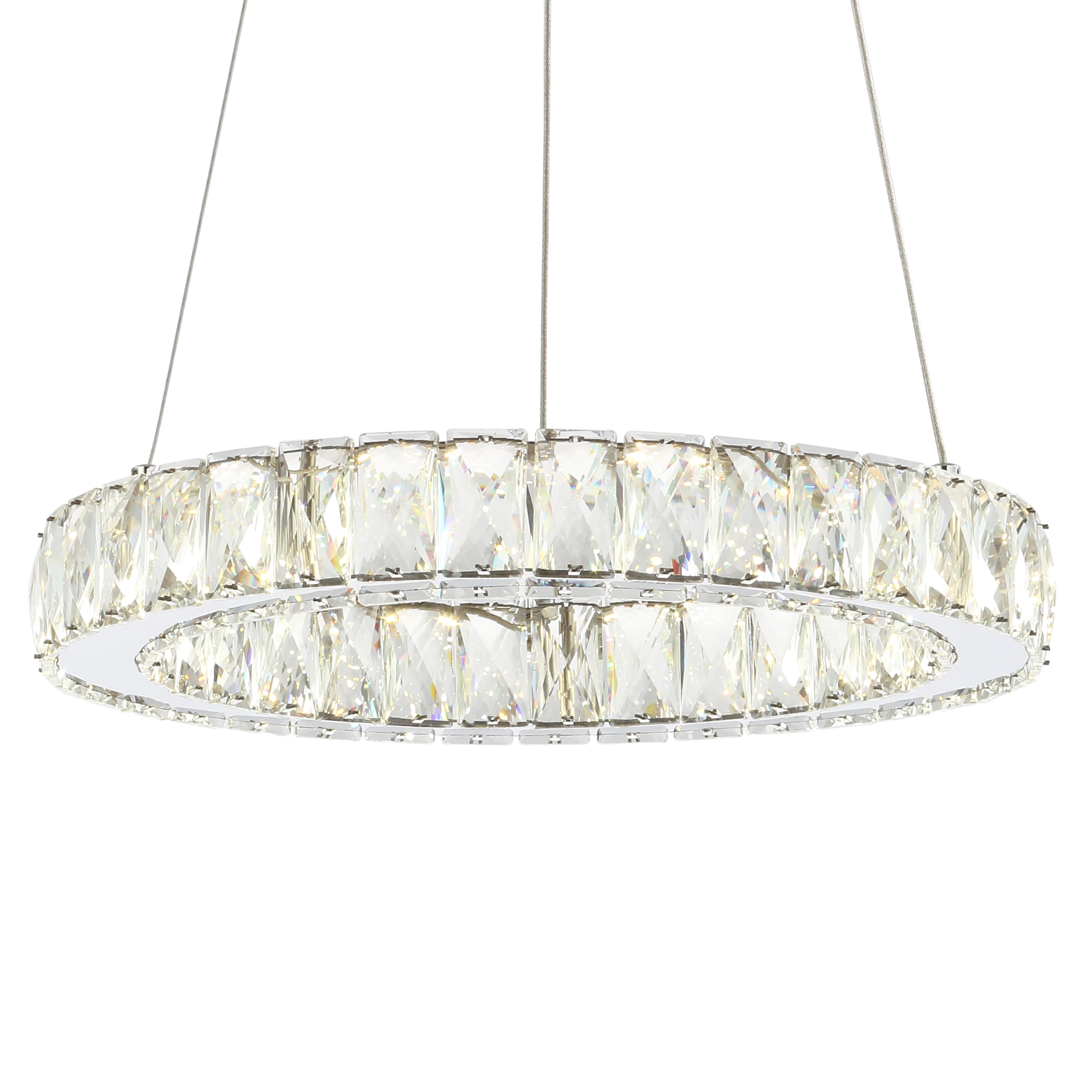 Elegant Chrome Crystal Ring LED Chandelier 15.75" Flush Mount