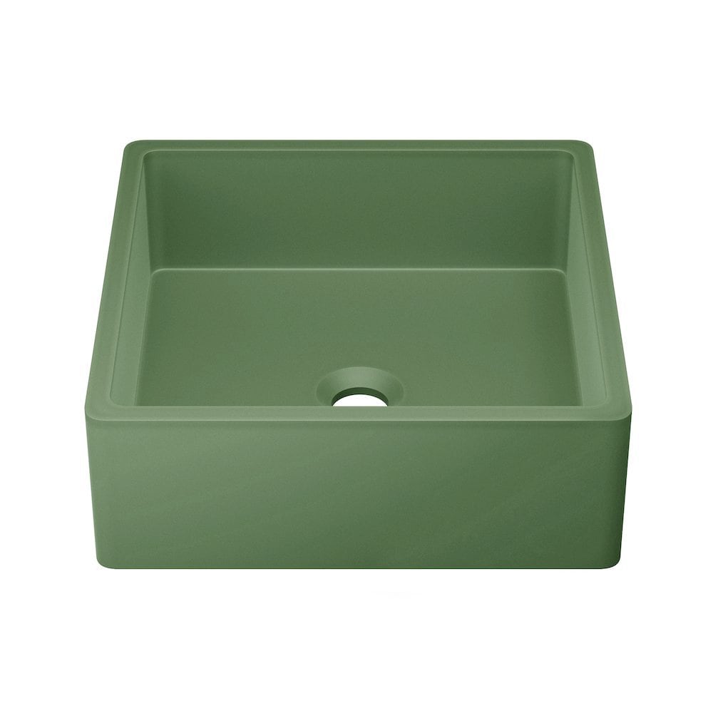 Swiss Madison - Lisse 155 Concrete Square Vessel Sink in Matte Royal Green