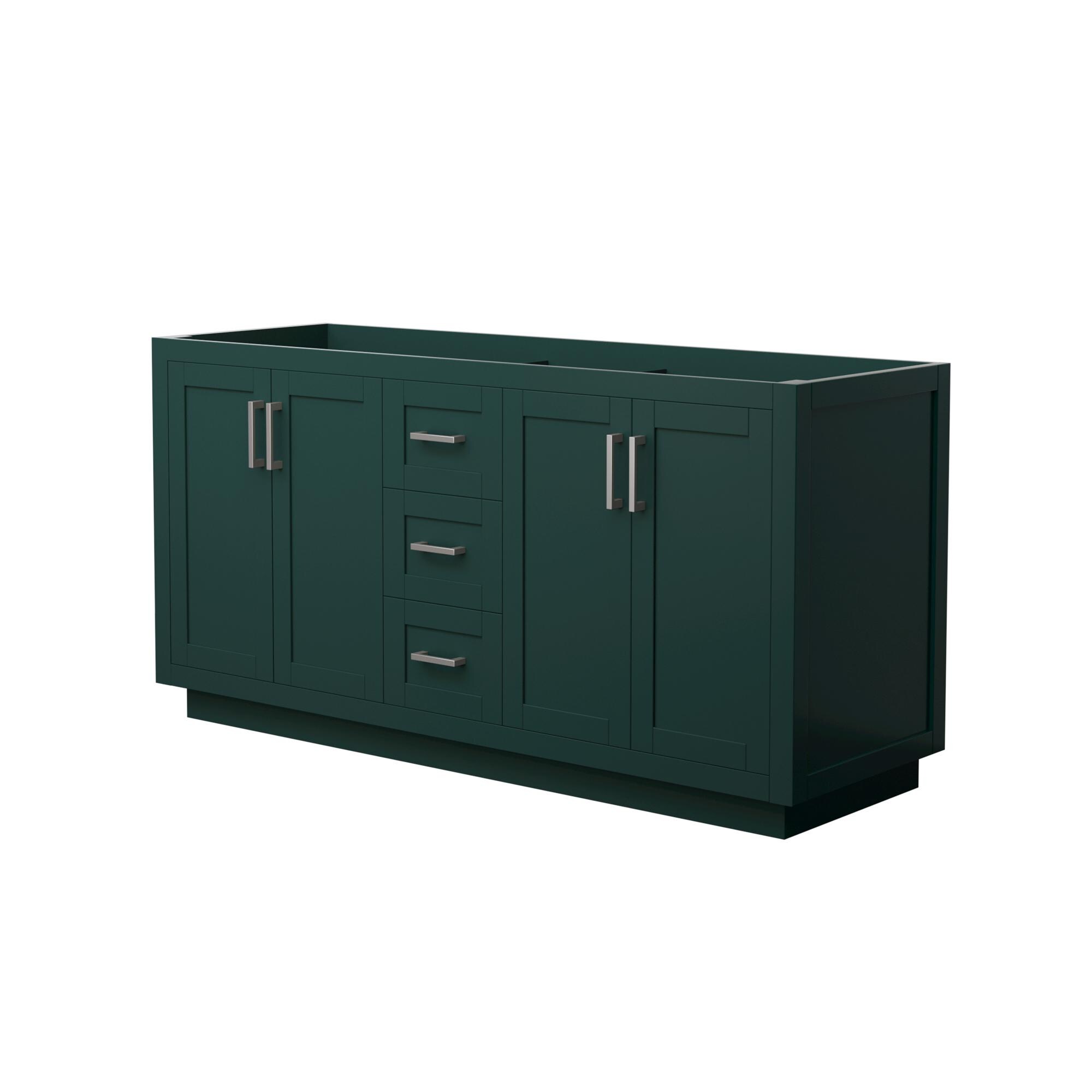 Wyndham Collection WCF292966DGECXSXXMXX Miranda 66-in Green with Brushed Nickel Trim Bathroom Vanity Base Cabinet without Top