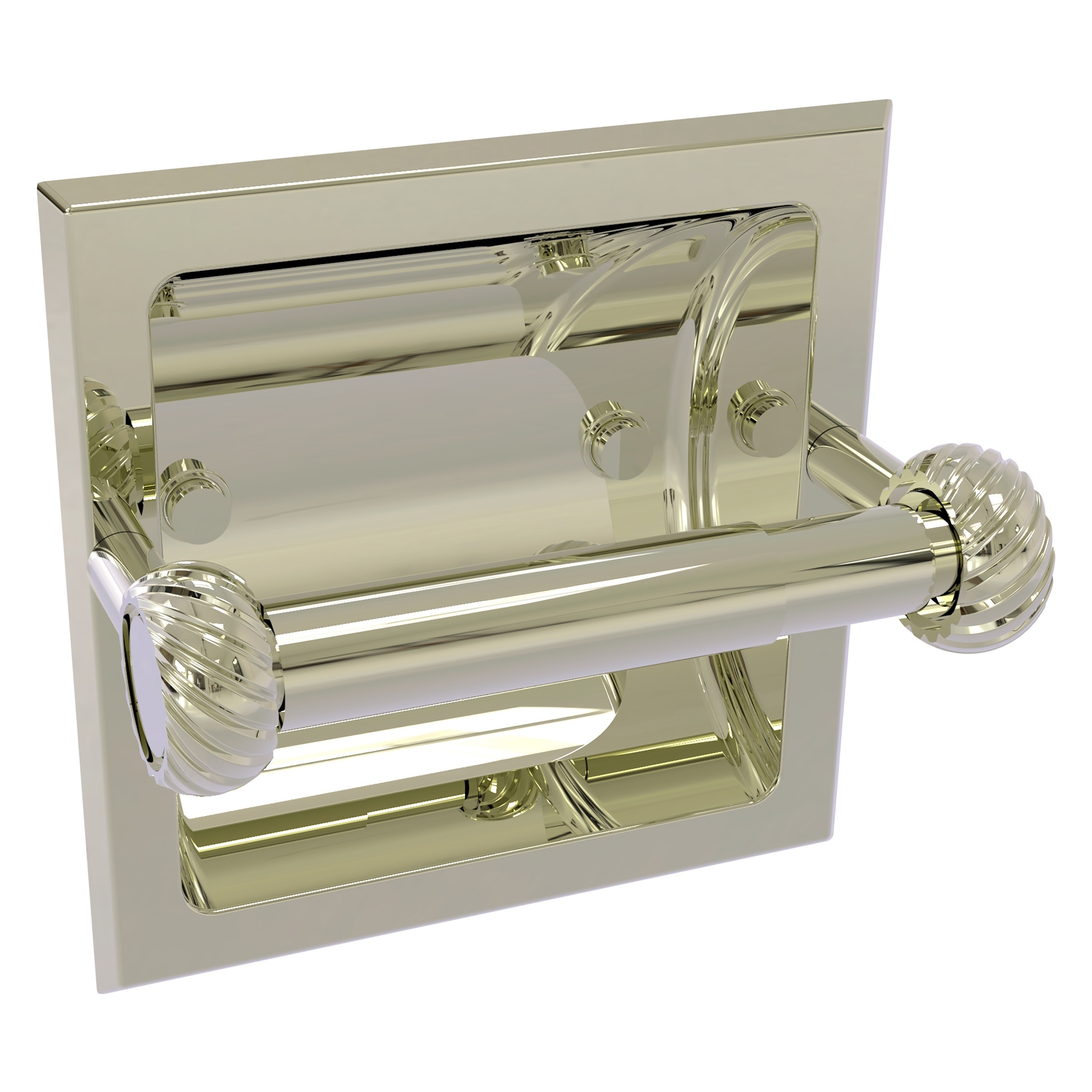 Allied Brass 2024-CT-PNI Continental Polished Nickel Recessed Double post Toilet Paper Holder 1 -Rolls with Storage