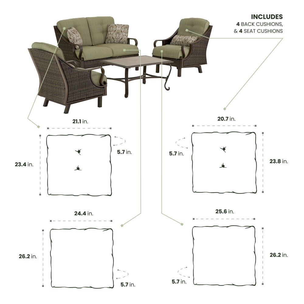 Hanover VEN4PCCUSH-MDW Patio-Furniture-Cushions - View #3