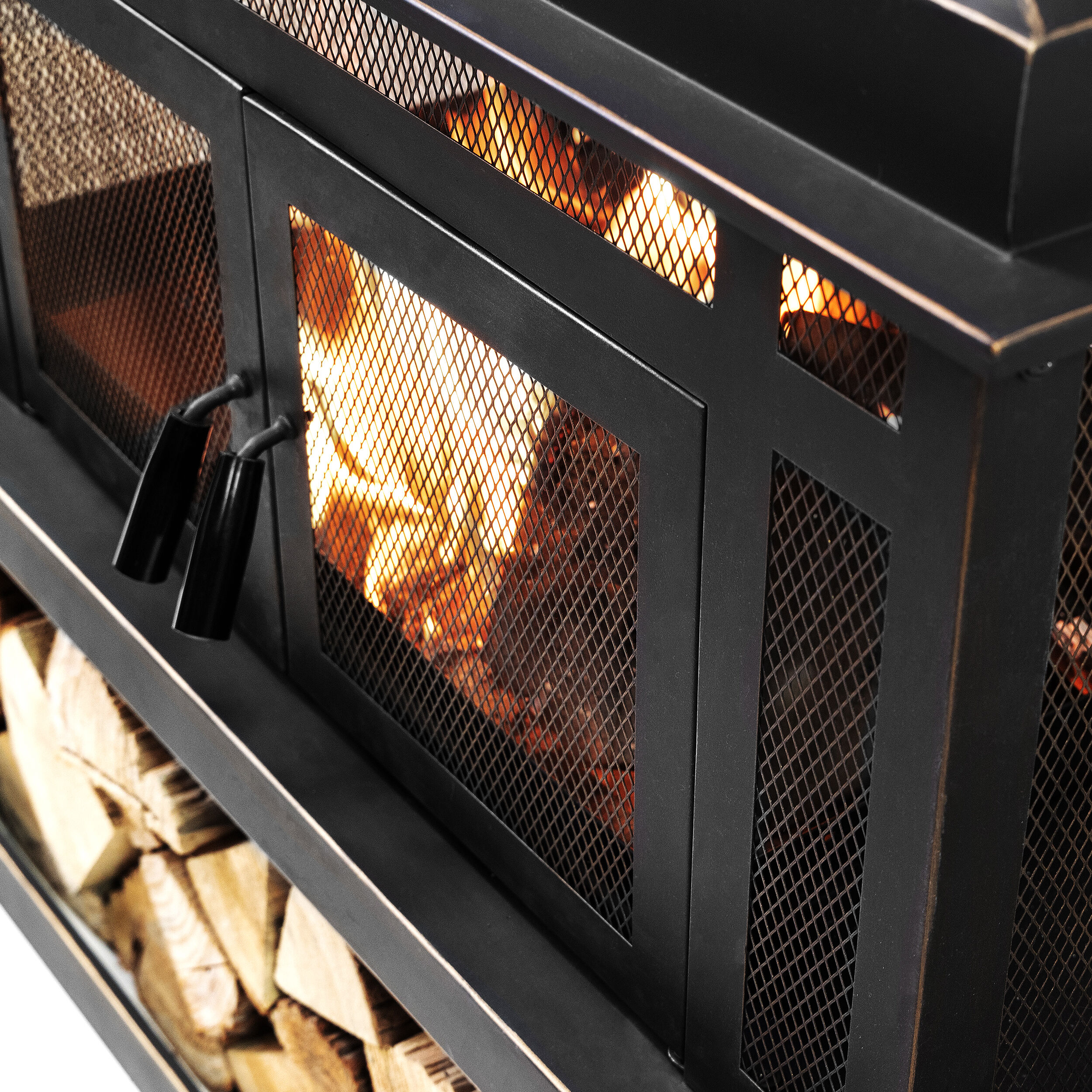 Ahmier Terrace Heater Steel Wood Burning Outdoor Fireplace