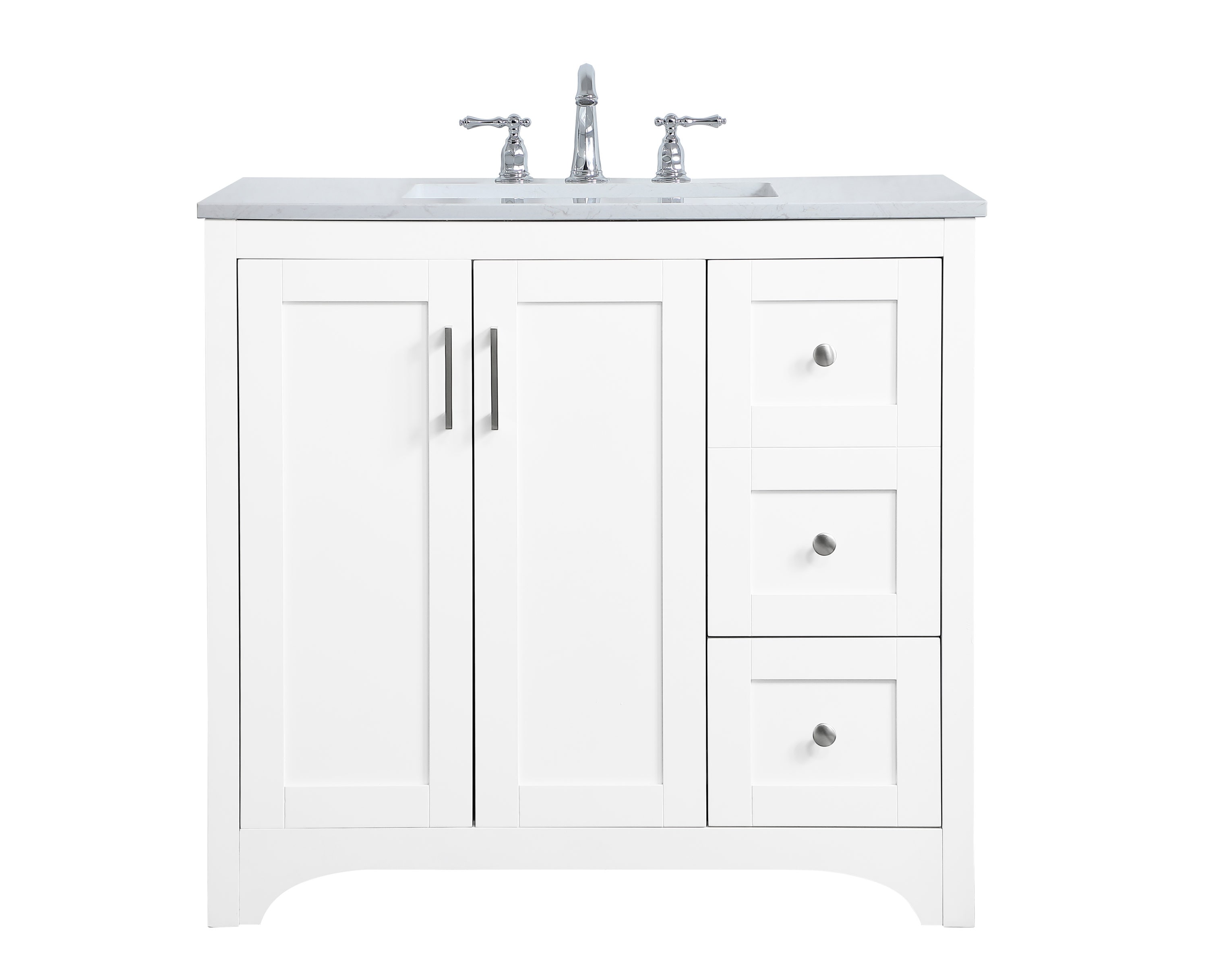 Home Furnishing 36-in White Undermount Single Sink Bathroom Vanity with Calacatta White Quartz Top | - Elegant Decor HF51108WH