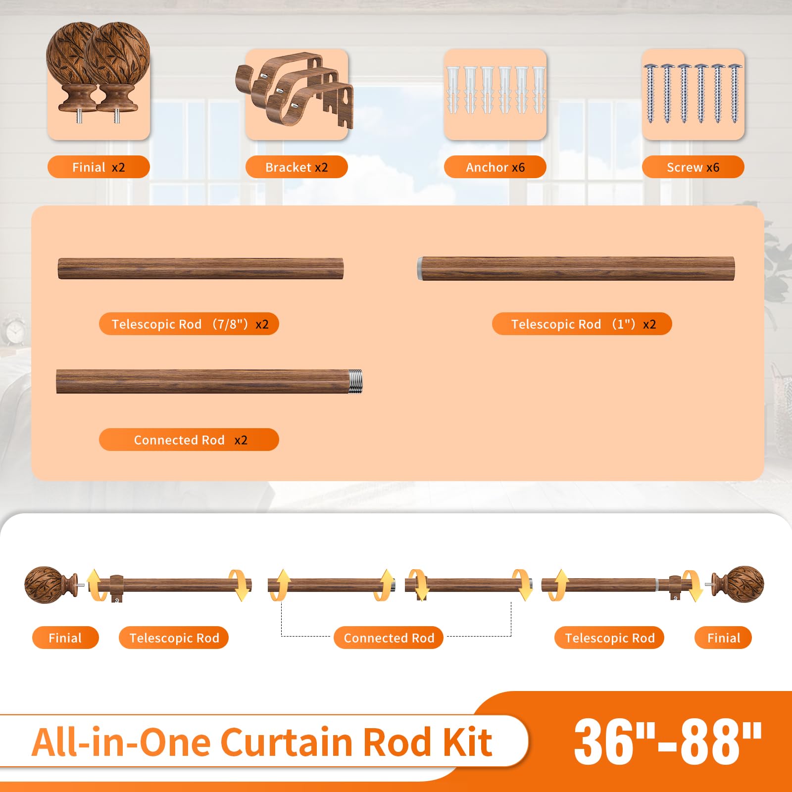 KIWDZFU LKI0820A045 Curtain-Rods - View #6