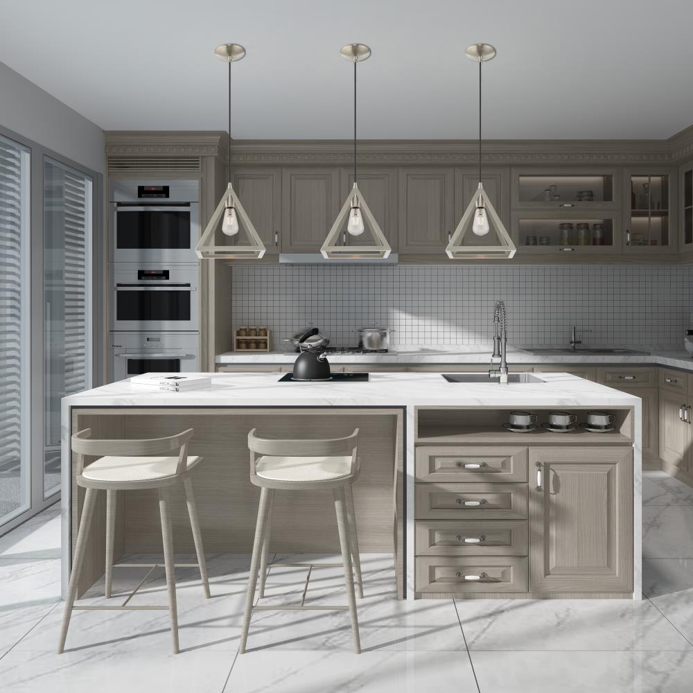 Brushed Nickel Mini Pendant Light with Geometric Shade