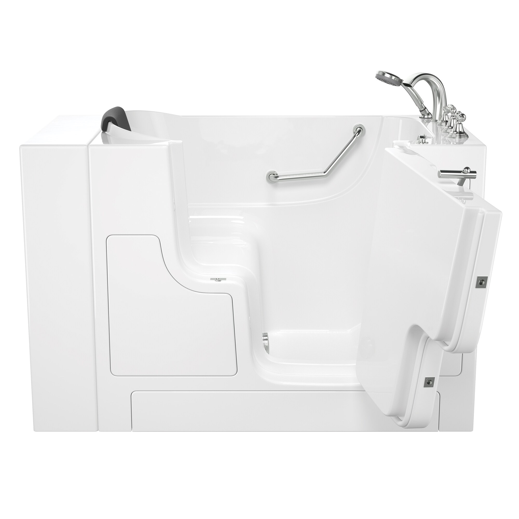 American Standard 3052OD.109.SRW-PC 30-in x 52-in White Gel-coated fiberglass Rectangular Freestanding Soaking bathtub with Faucet Hand Shower with Drain ( Right Drain )