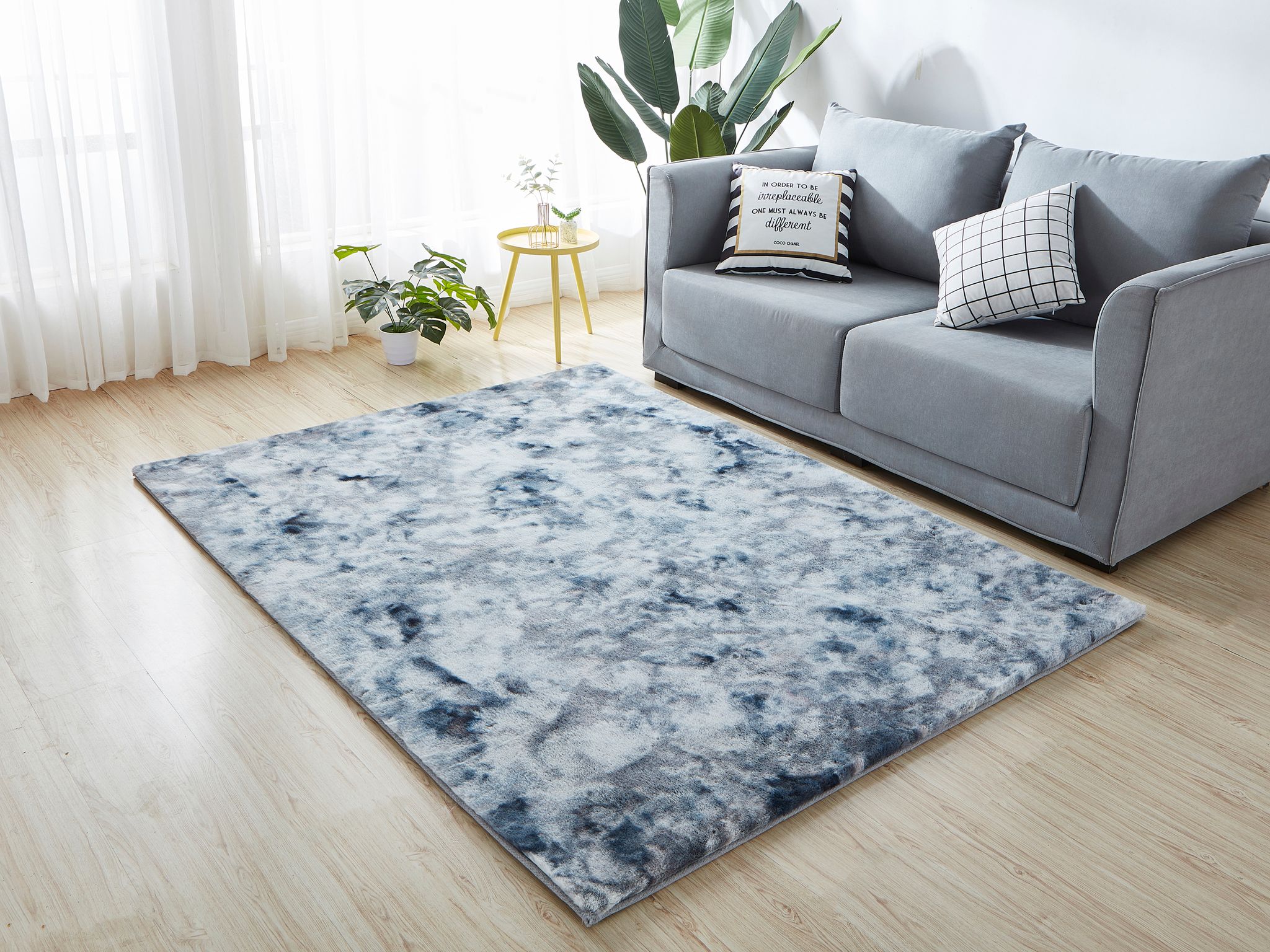 Amazing Rugs RSRTDGR1219-57 Lily Luxury 5 x 7 (ft) Tufted Polyester Gray tie-dye Rectangular Indoor Solid Area rug