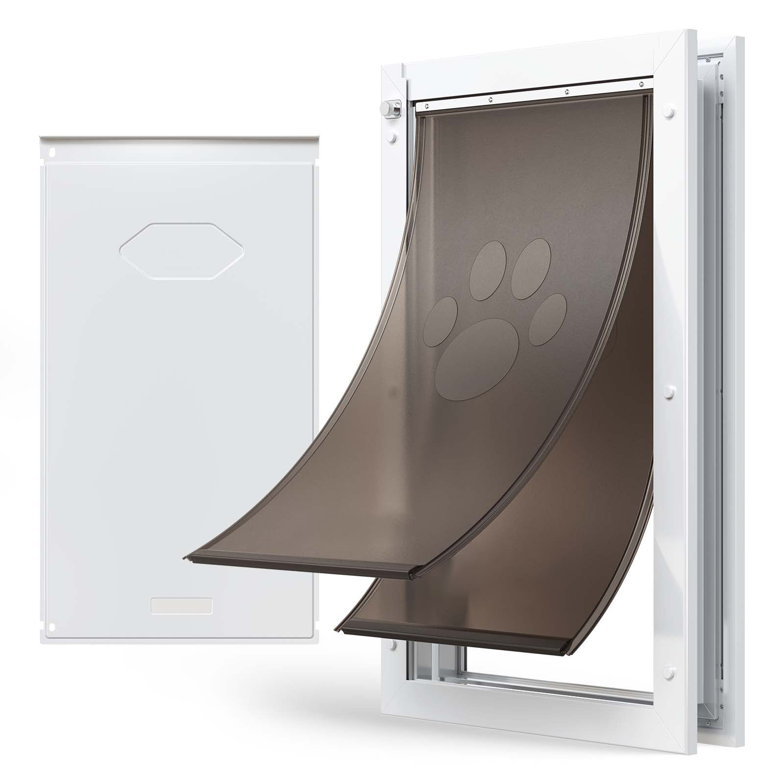 GIVIMO X-Large Pet Door with Double Magnetic Flaps and Metal Frame Weatherproof Dog Door for Interior and Exterior Doors Easy to Install Doggie Door White