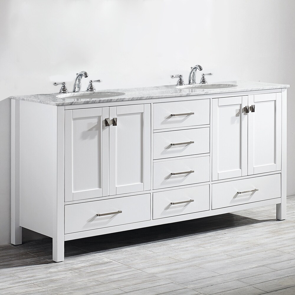 Vinnova Gela 72-in White Undermount Double Sink Bathroom Vanity with ...