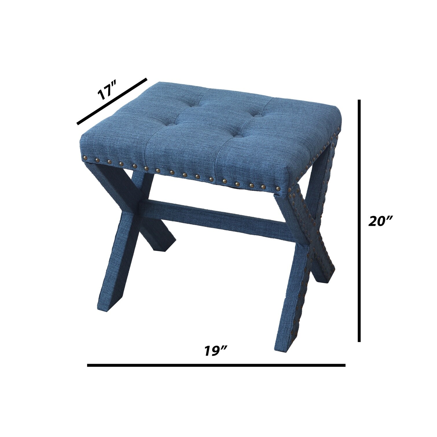 SunJet Solid Wood X-Base Vanity Stools and Chairs with Soft Blue and 19 ...