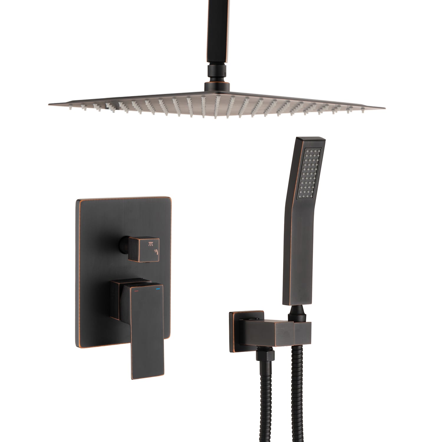 GZMR GZ-MS0616ORB Oil Rubbed Bronze 10-in Waterfall Dual Head Shower Faucet Bar System with 2-way Diverter Valve Included )