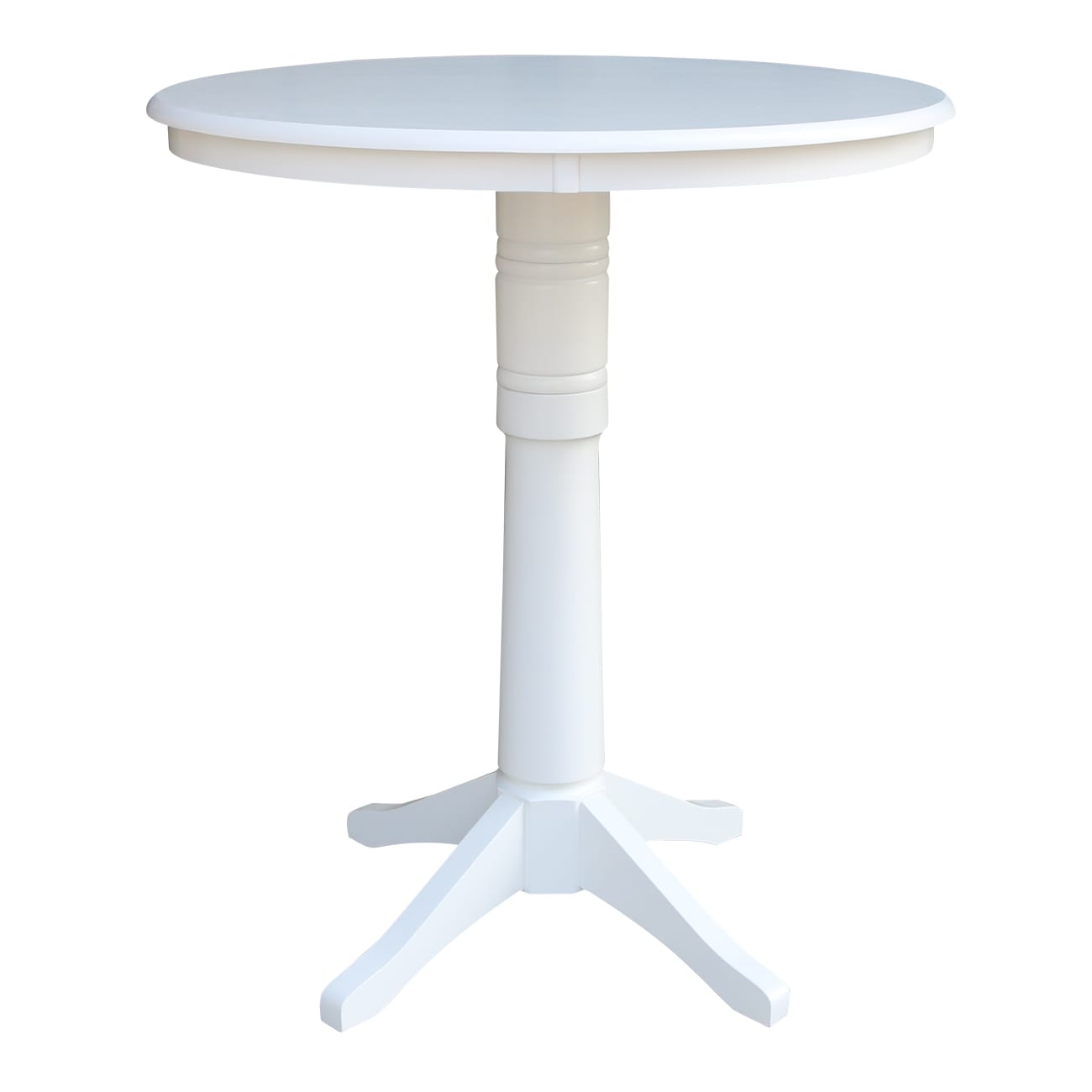 International Concepts K08-36RT-27B-6B-2 White Round Traditional Bar Table, Wood with White Wood Pedestal Base 36-in L x 40.9-in H