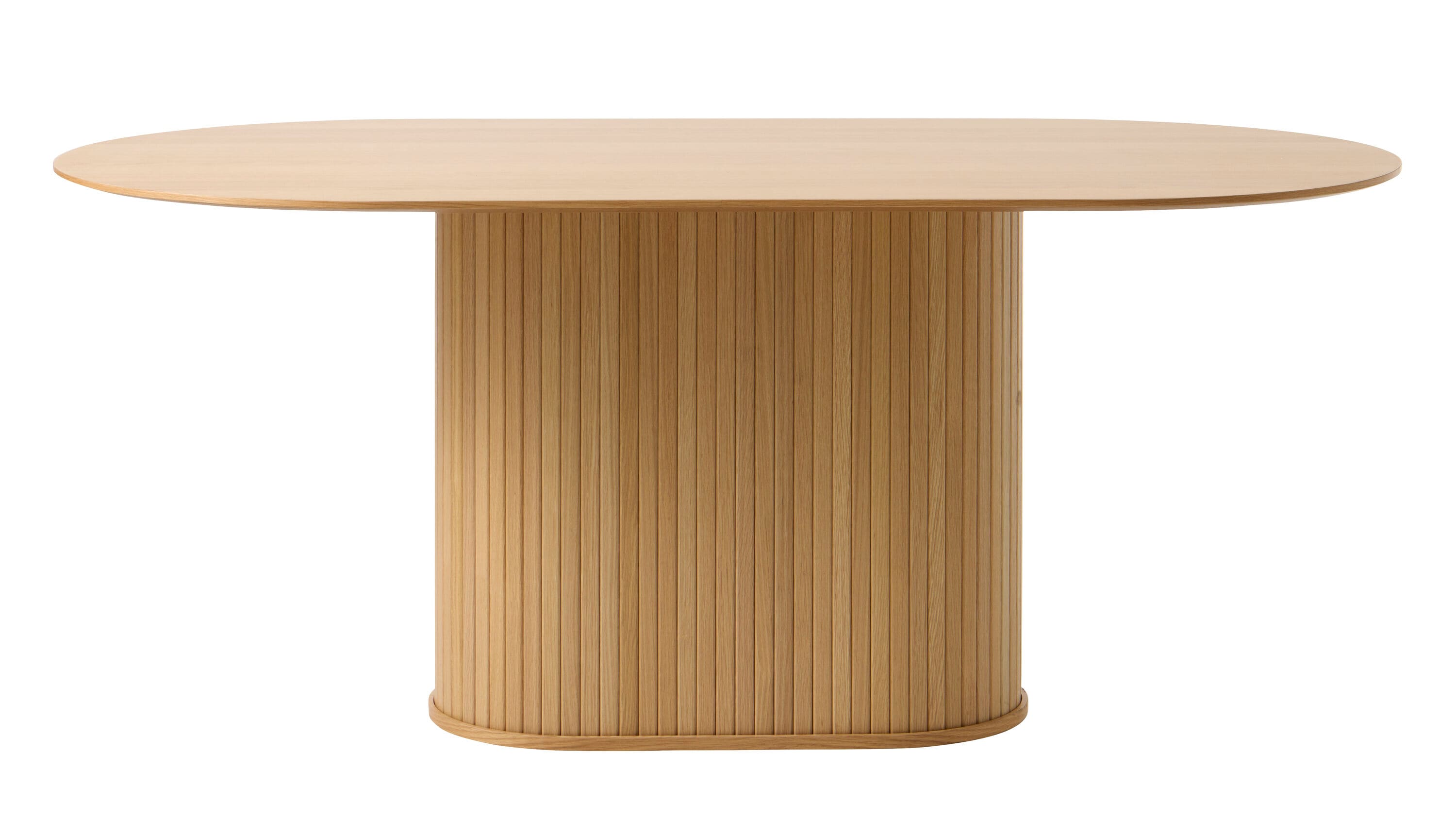  NL-4830-NAT Natural Oak Contemporary/Modern Dining Table, Wood veneer with Natural Oak Wood Pedestal Base 71-in L x 29.5-in H
