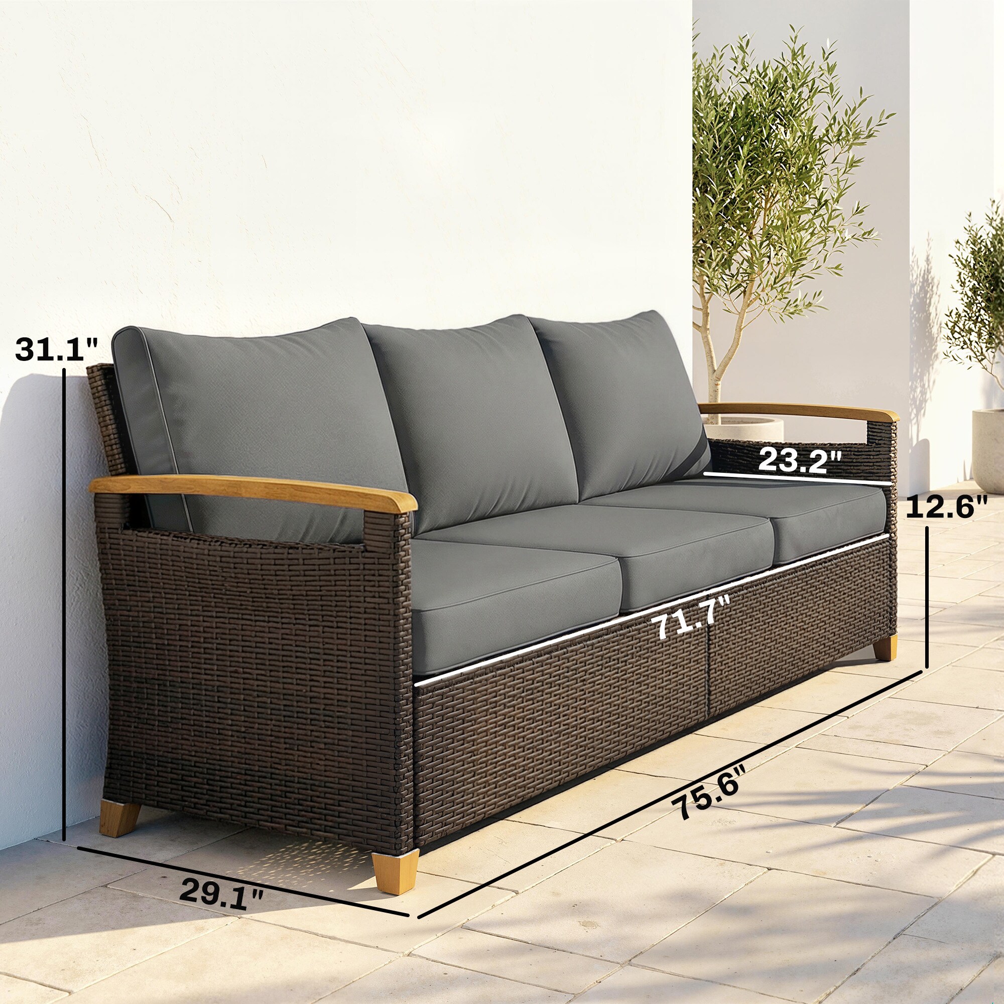 Outsunny 860-445V00GY Patio-Sofas-Daybeds - View #3