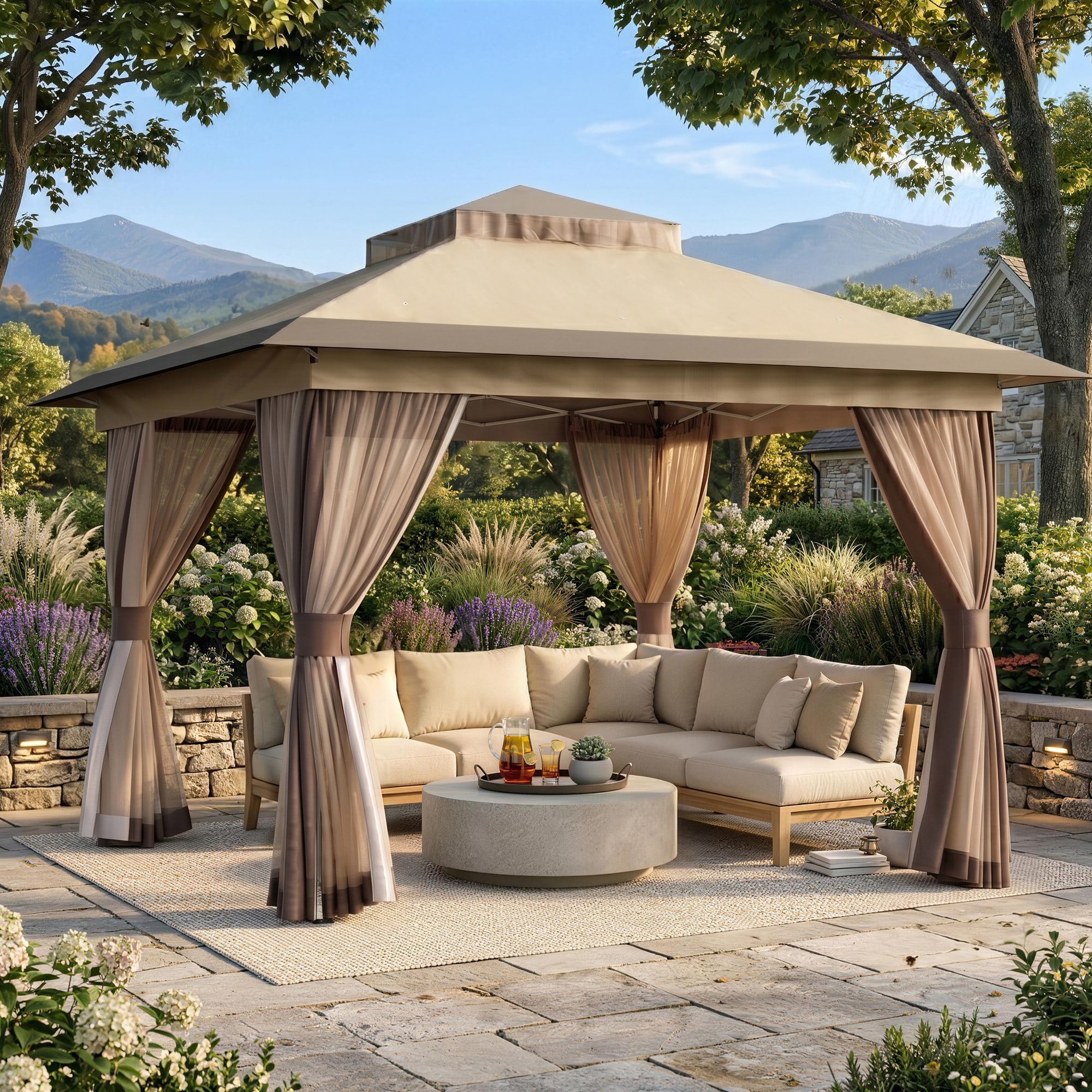 COVERED OUTDOOR OUTDOOR LIVING SPACES - 11 ft x 11 ft Pop Up Gazebo Outdoor Canopy Tent with Wate...