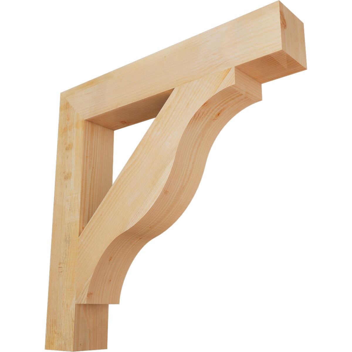 Ekena Millwork BKT06X38X38FST05RDF Funston Block Rough Sawn 6-in x 38-in x 38-in Douglas fir Brown Wood Standard bracket
