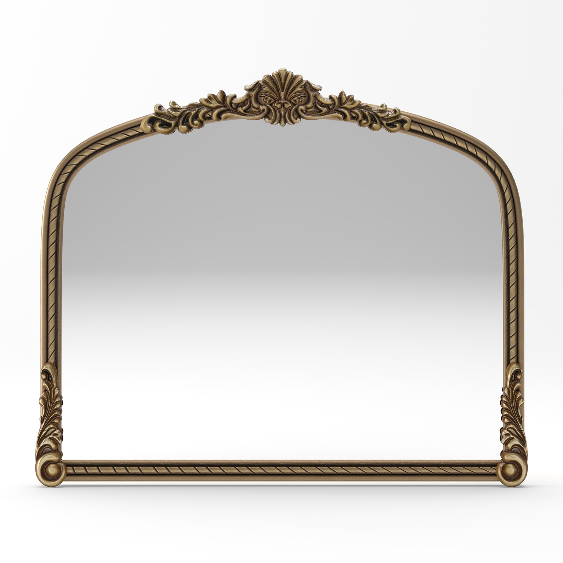 SINOFURN 36.6-in W x 29.7-in H Arch Antique Gold Framed Wall Mirror