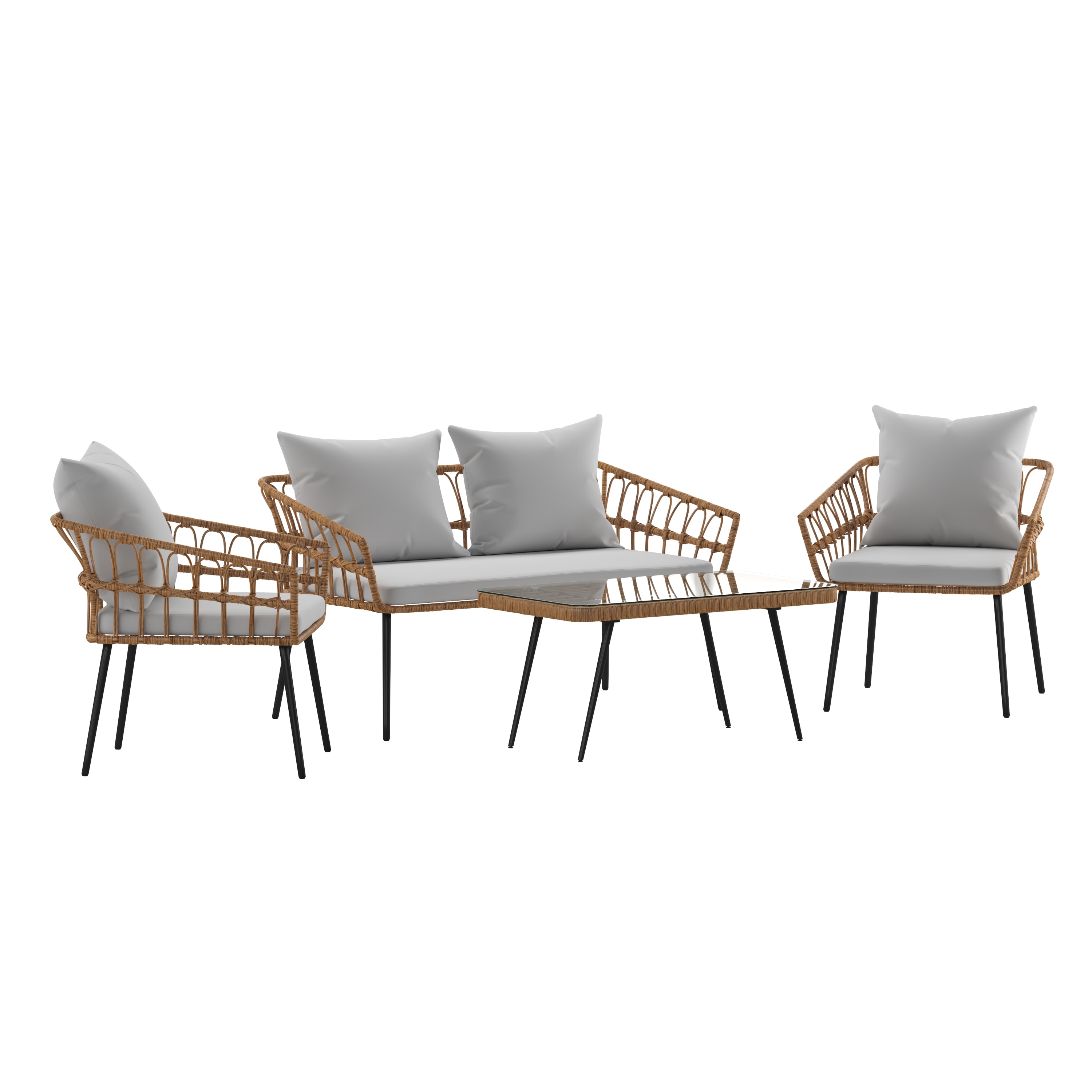 Patio rattan conversation discount set with table