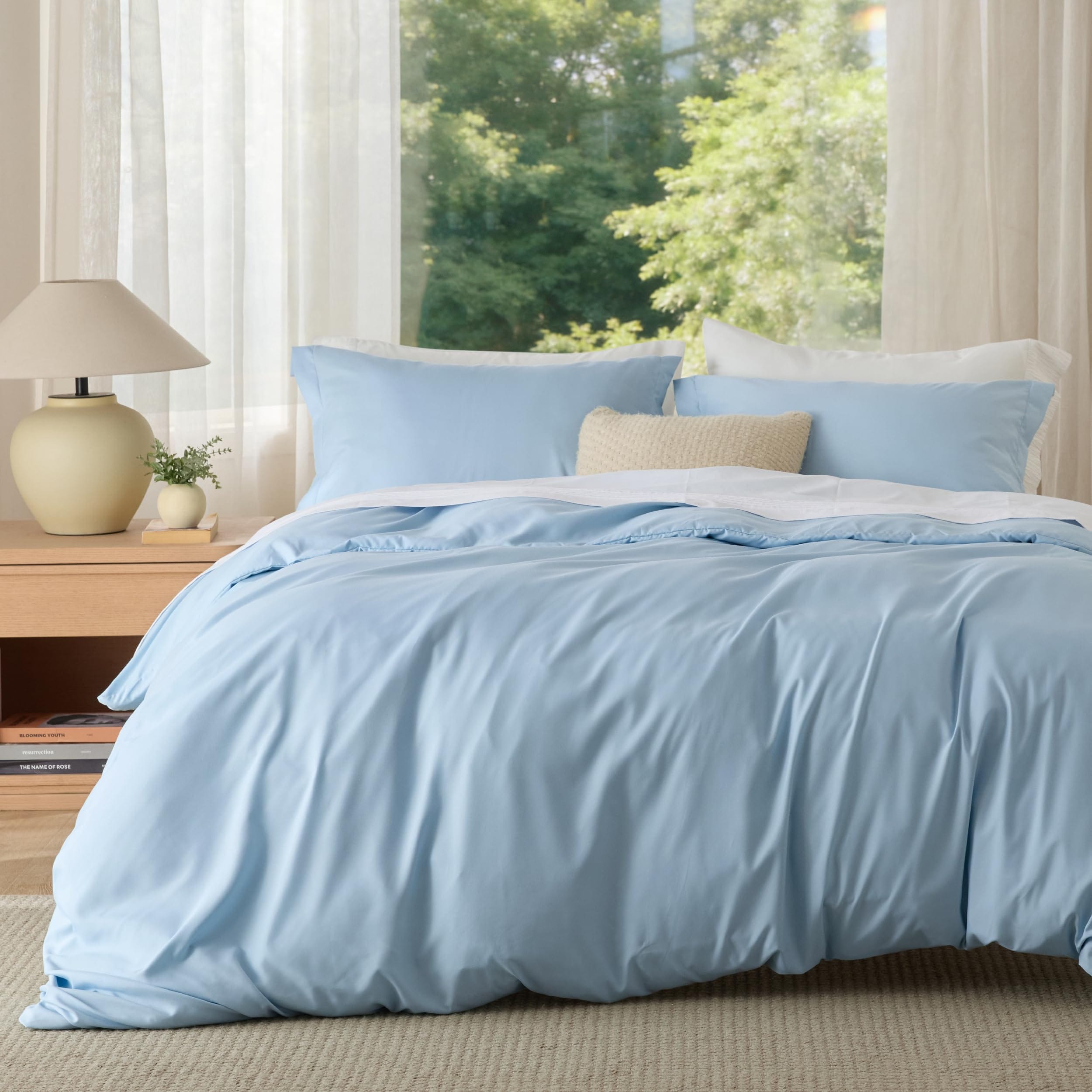 Bedsure 90x90 Queen 3-Piece Teal Duvet Cover Set