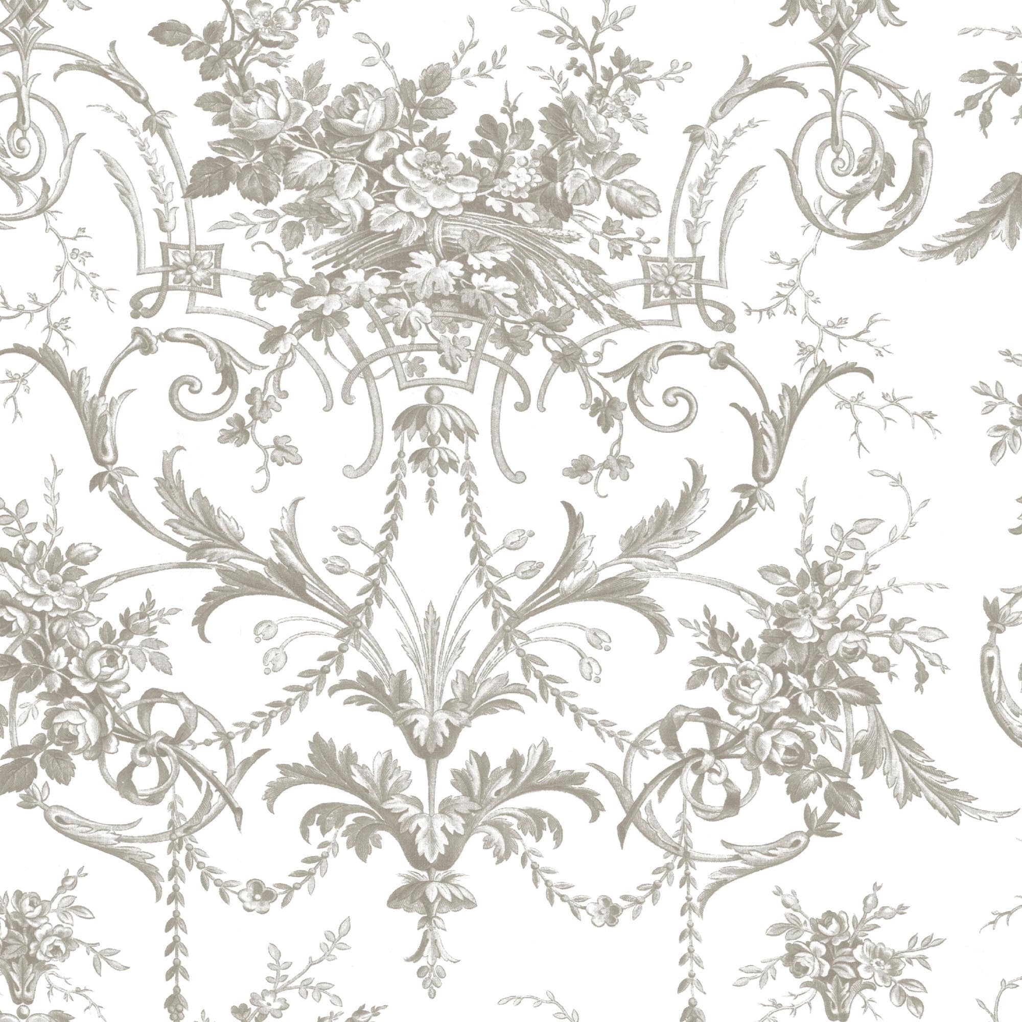 Laura Ashley 56-sq ft DARK DOVE GREY Non-woven Damask Unpasted Wallpaper
