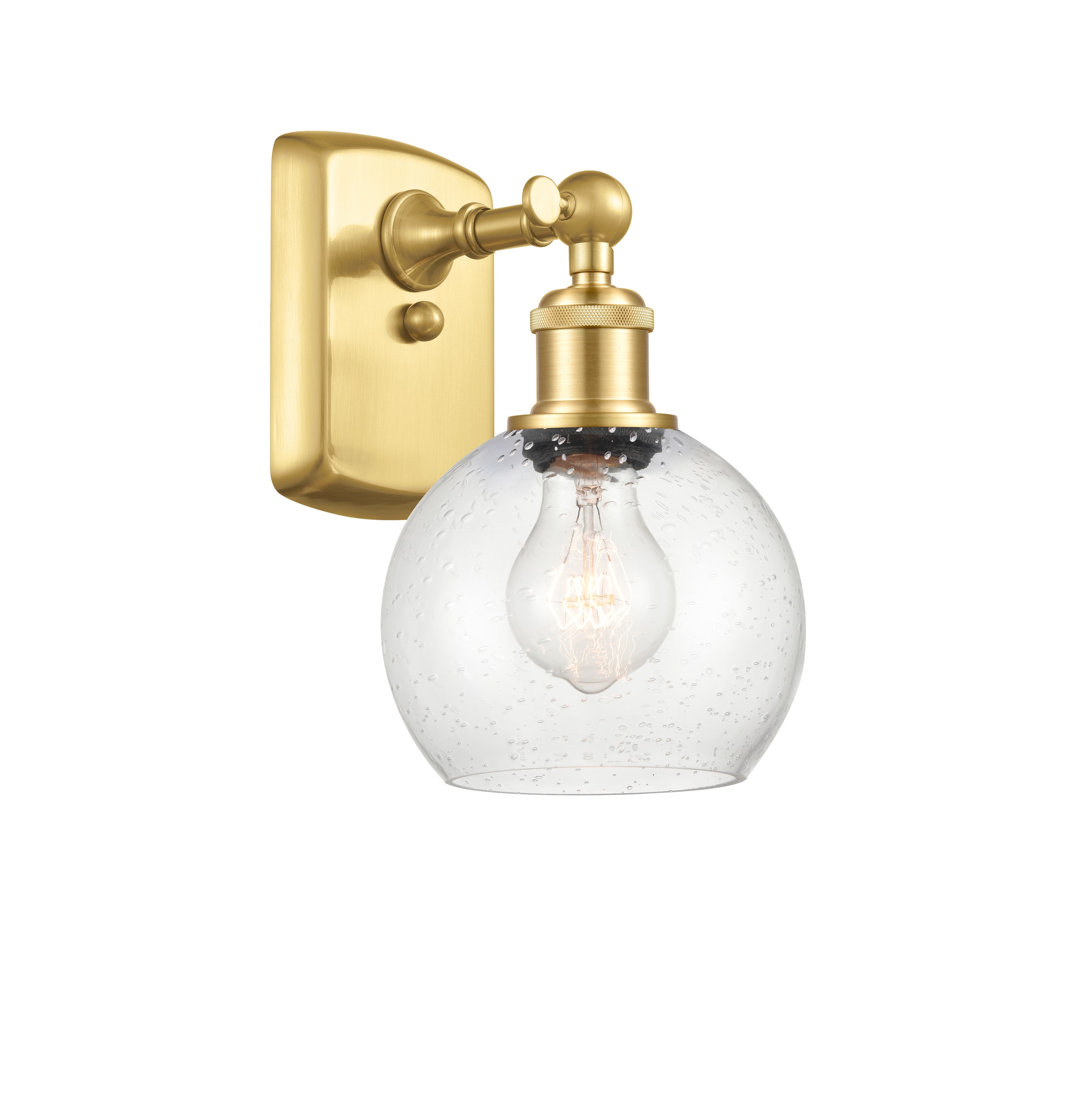Innovations Lighting 516-1W-SG-G124-6 Athens 6-in W 1 -Light Satin Gold Industrial Wall Sconce