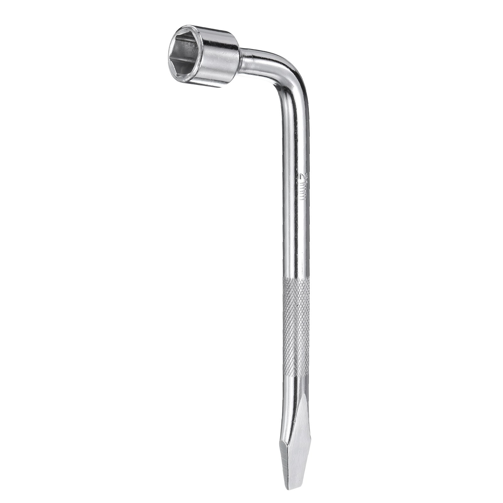 Harfington Car Spare Tire Lug Wrench 21mm Carbon Steel l Type Slotted End Hexagon Socket Wrench L-shaped Tire Repair Tool for Automobile Repair