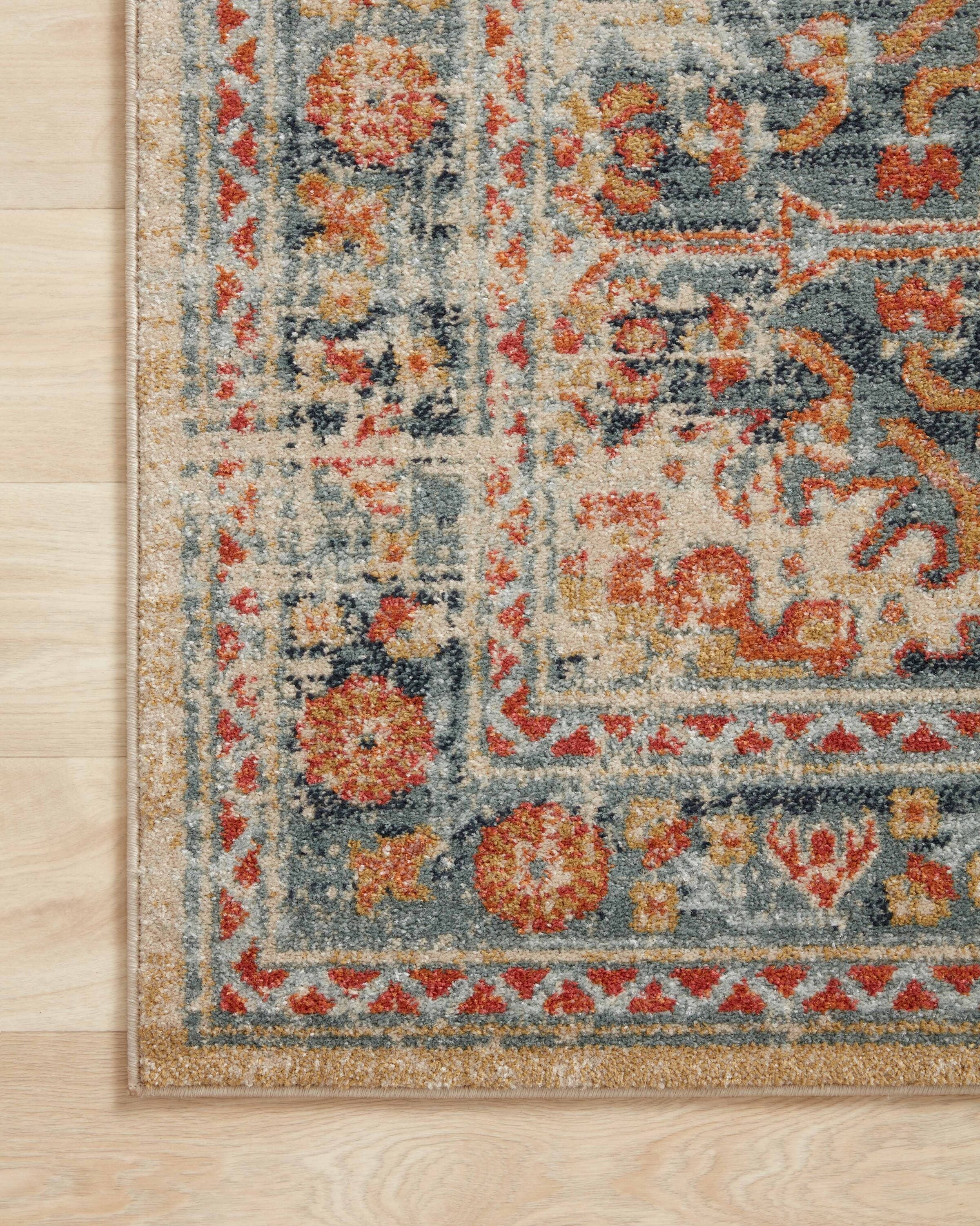 4' x 6' Blue Reversible Stain-Resistant Synthetic Oriental Rug