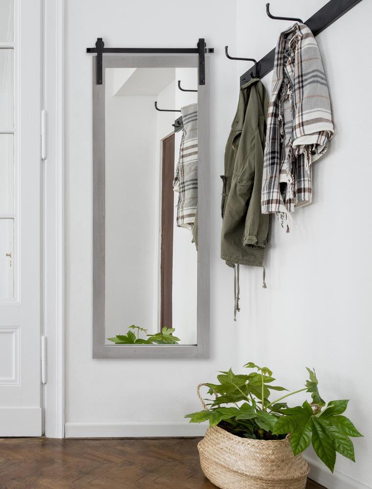 Cates Rustic Full-Length Barn Door-Inspired Wood Mirror, 55" x 22"