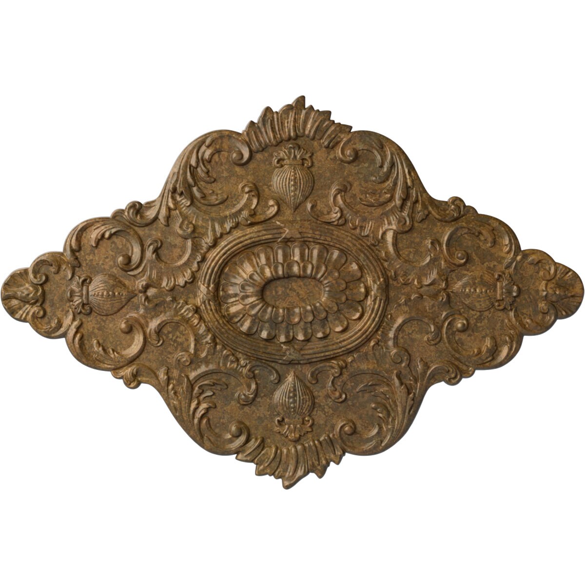 Ekena Millwork CM42X28ASRZS Ashford 28.875-in W x 42.75-in L Painted Rubbed Bronze Polyurethane Whole Ceiling Medallion