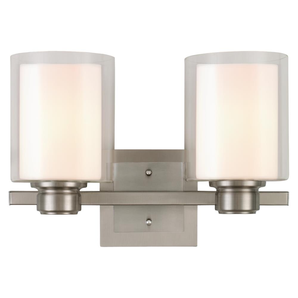 Design House Oslo Satin Nickel Transitional Frosted Glass Cylinder LED Pendant Light