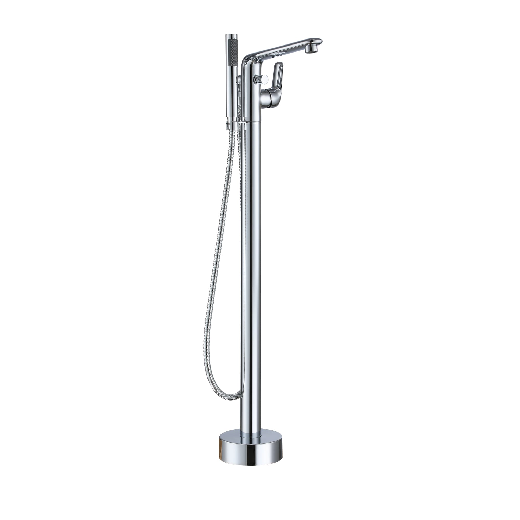 CASAINC KCLT0054-CP Chrome 1-handle Freestanding Swivel Bathtub Faucet with Hand Shower ( Valve Included )