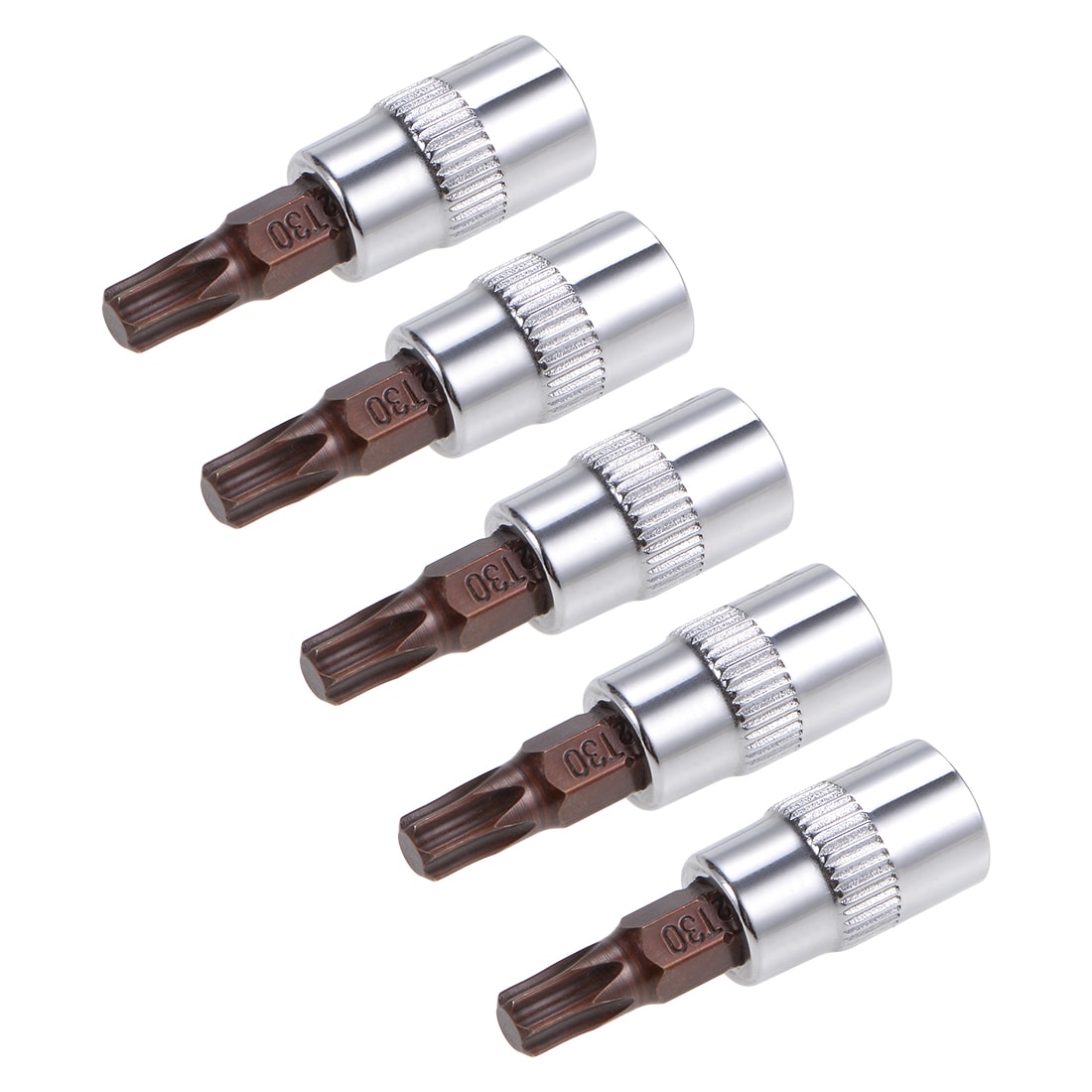 Unique Bargains 5pcs 1/4 Inch Drive x T30 Torx Bit Socket S2 Steel Bits CR-V Sockets 38mm Length Use with Ratchet Wrench Slide Bar Extension Rod