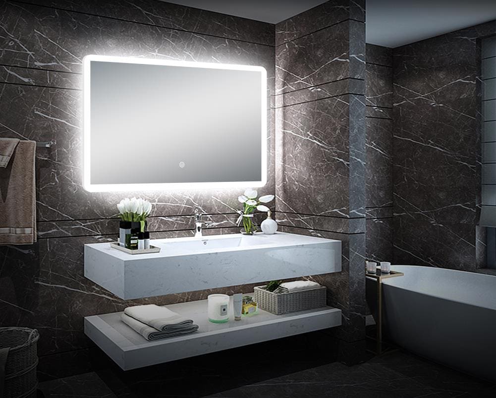 KINWELL LED MIRROR 32-in x 32-in Lighted Glass Round Fog Free Frameless  Bluetooth Bathroom Vanity Mirror