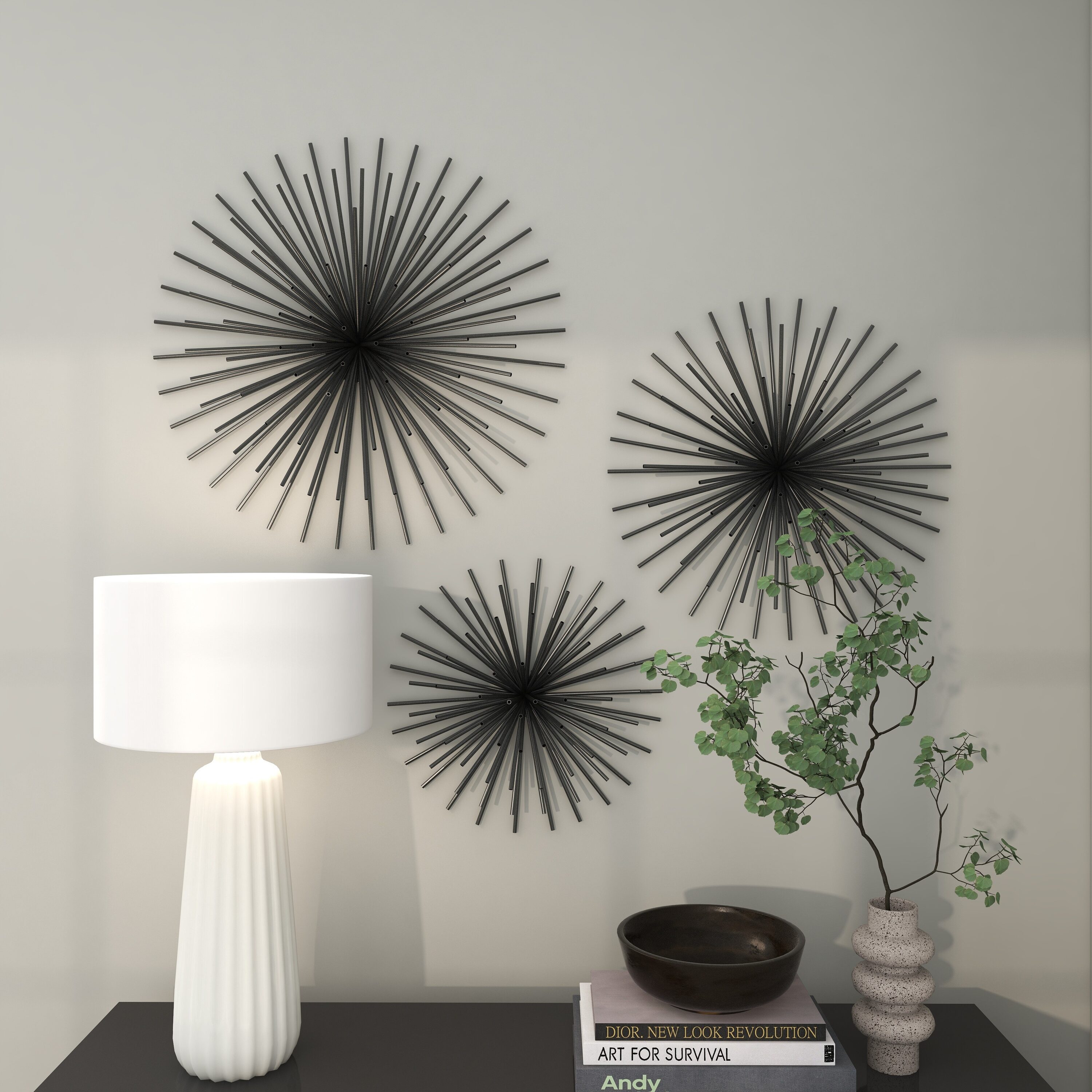 Grayson Lane 44564 24-in W x 24-in H Metal Starburst 3D Abstract Wall sculpture