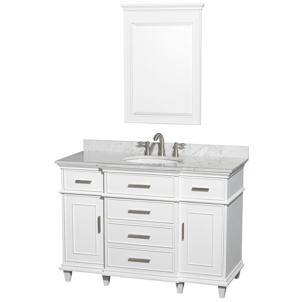 Wyndham Collection Berkeley 48-in White Bathroom Vanity Cabinet (Mirror Included)