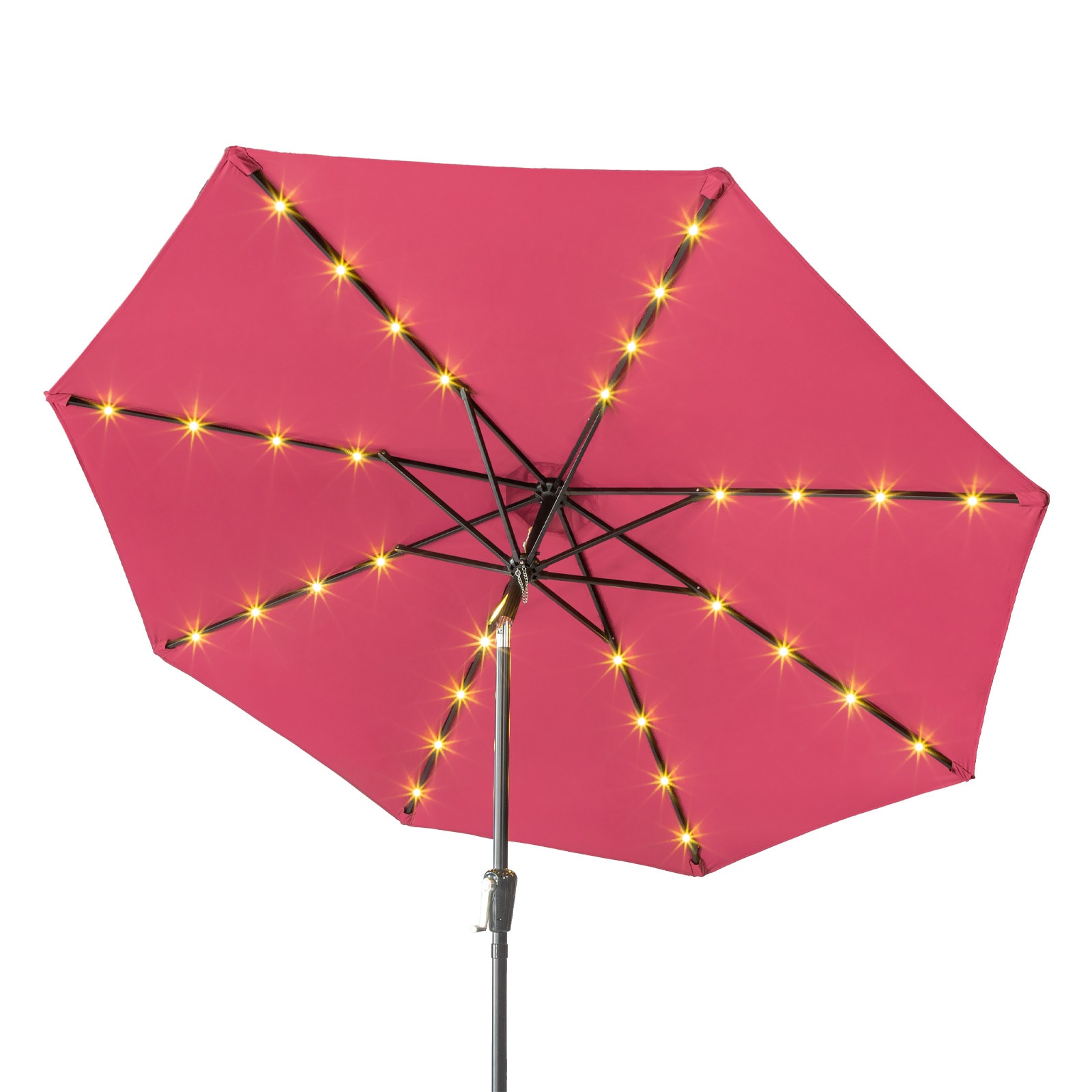 Winado 651807136630 9-ft Steel Red Market Patio Umbrella with Lights