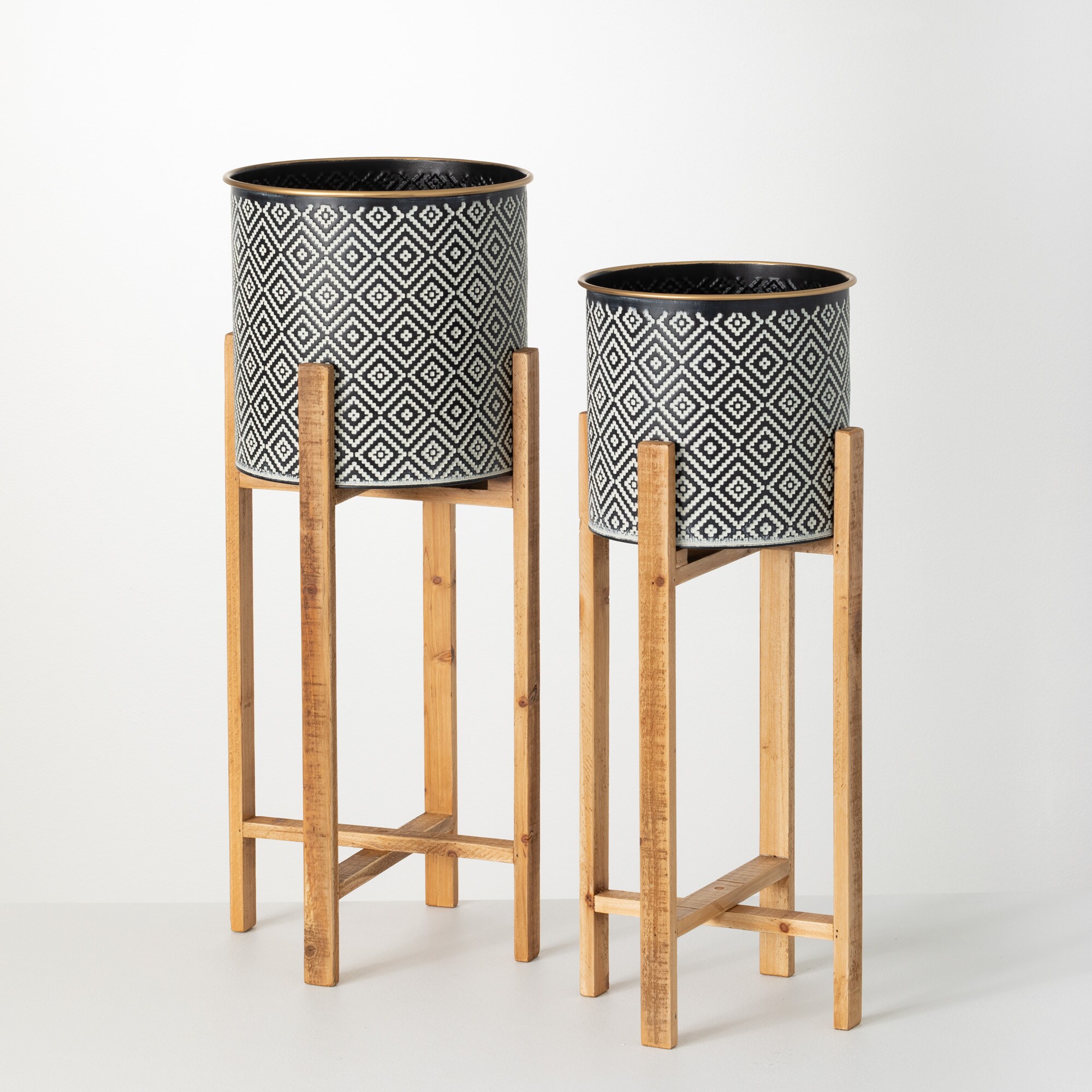 Sullivans MET1830 2 -Pack Round 11.0-Inches W Medium Multiple colors/finishes Metal Indoor Planter Stand Included