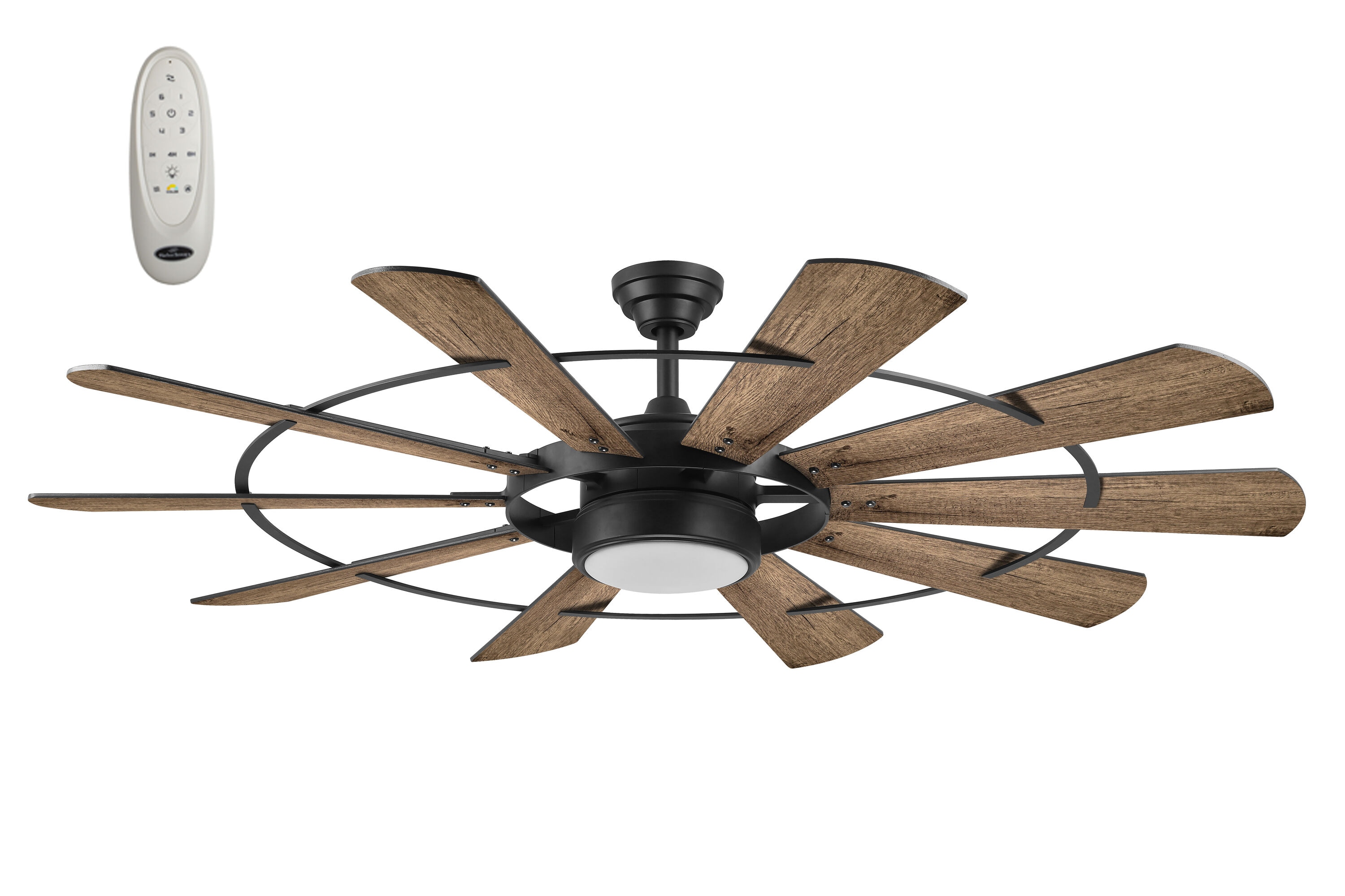 Harbor Breeze Henderson 60-in Matte Black LED Indoor Ceiling Fan with Remote (10-Blade) in the Ceiling Fans at Lowes.com