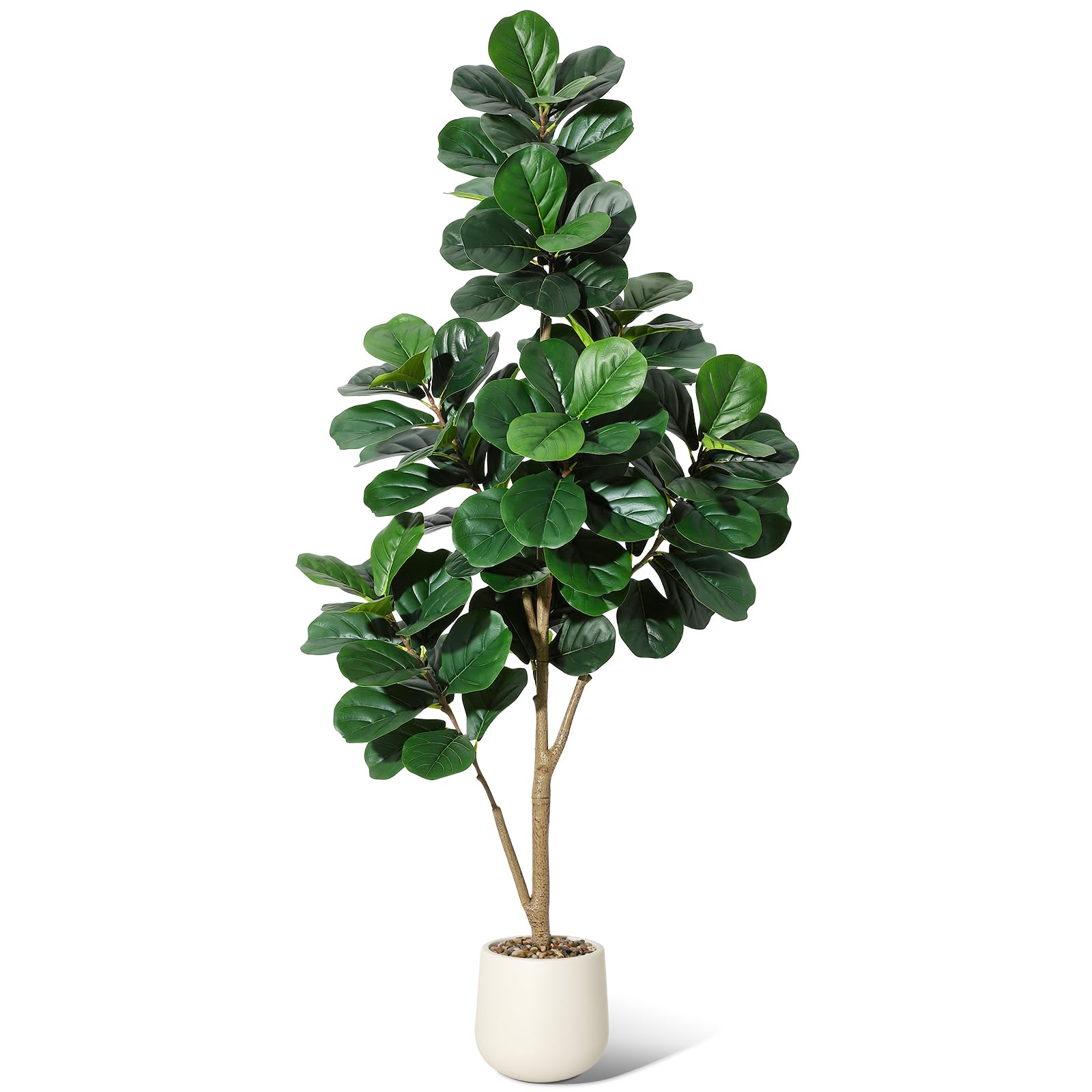 IdealHouse 6FT Artificial Fiddle Leaf Fig Tree in White Pot Ideal for Indoor Home Office Decor Housewarming Gift