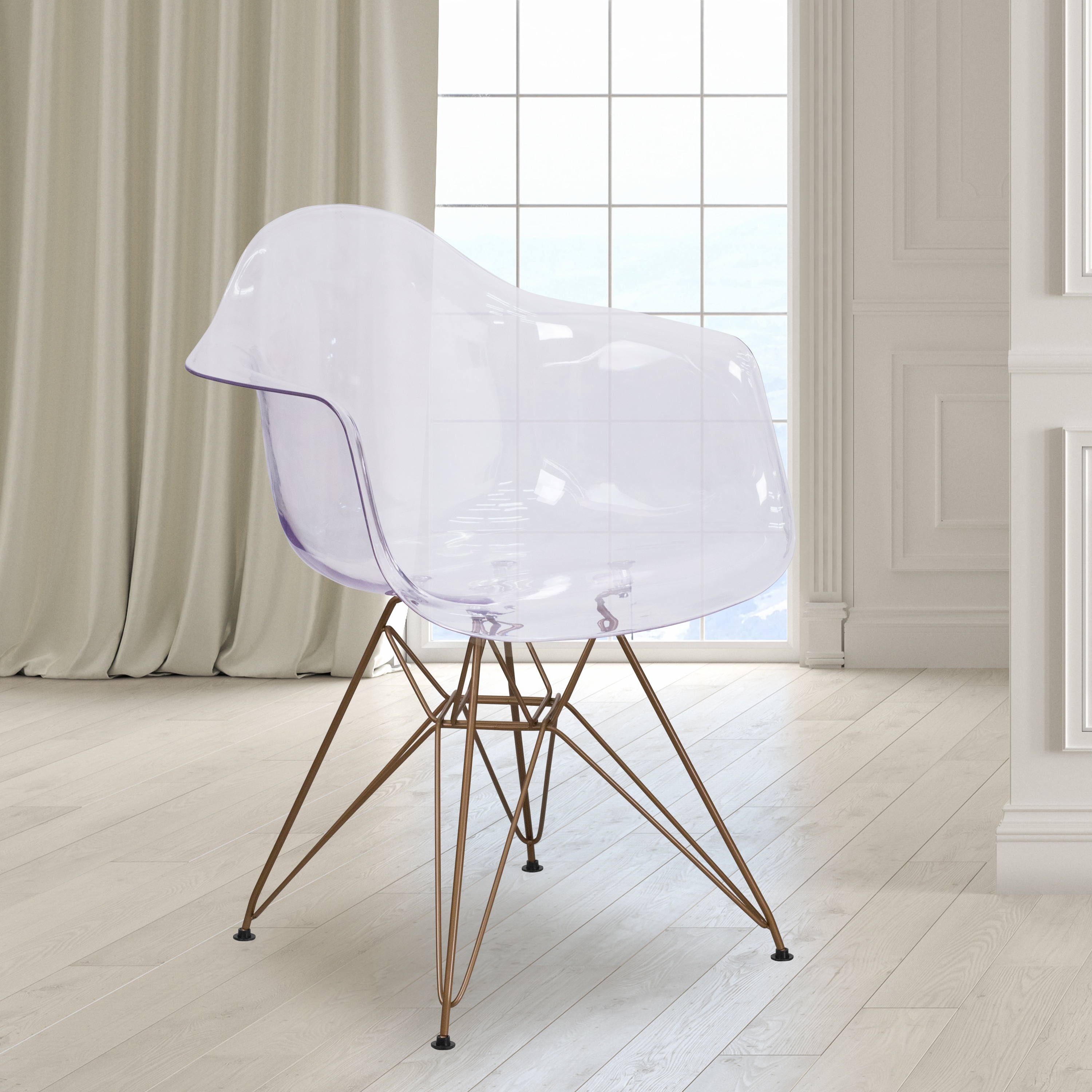 Clear plastic chair with wooden online legs